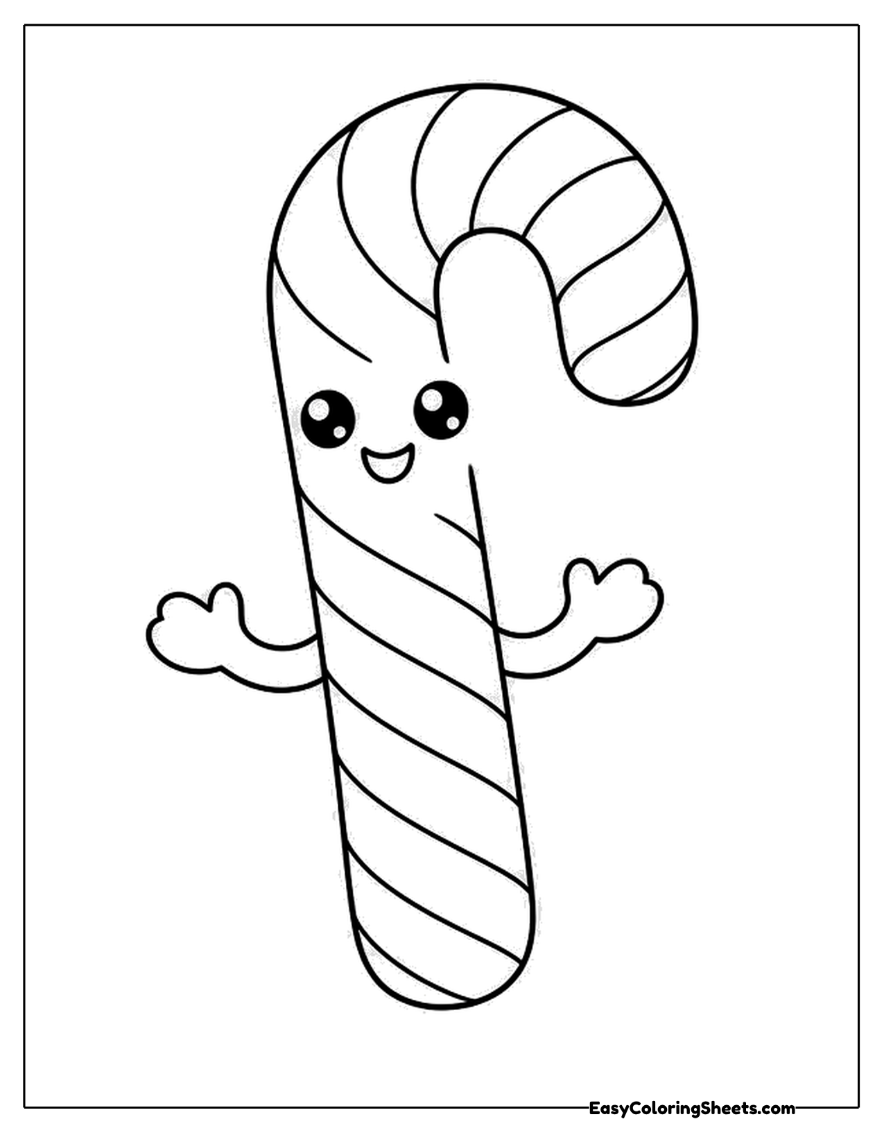 Cute candy cane character waving