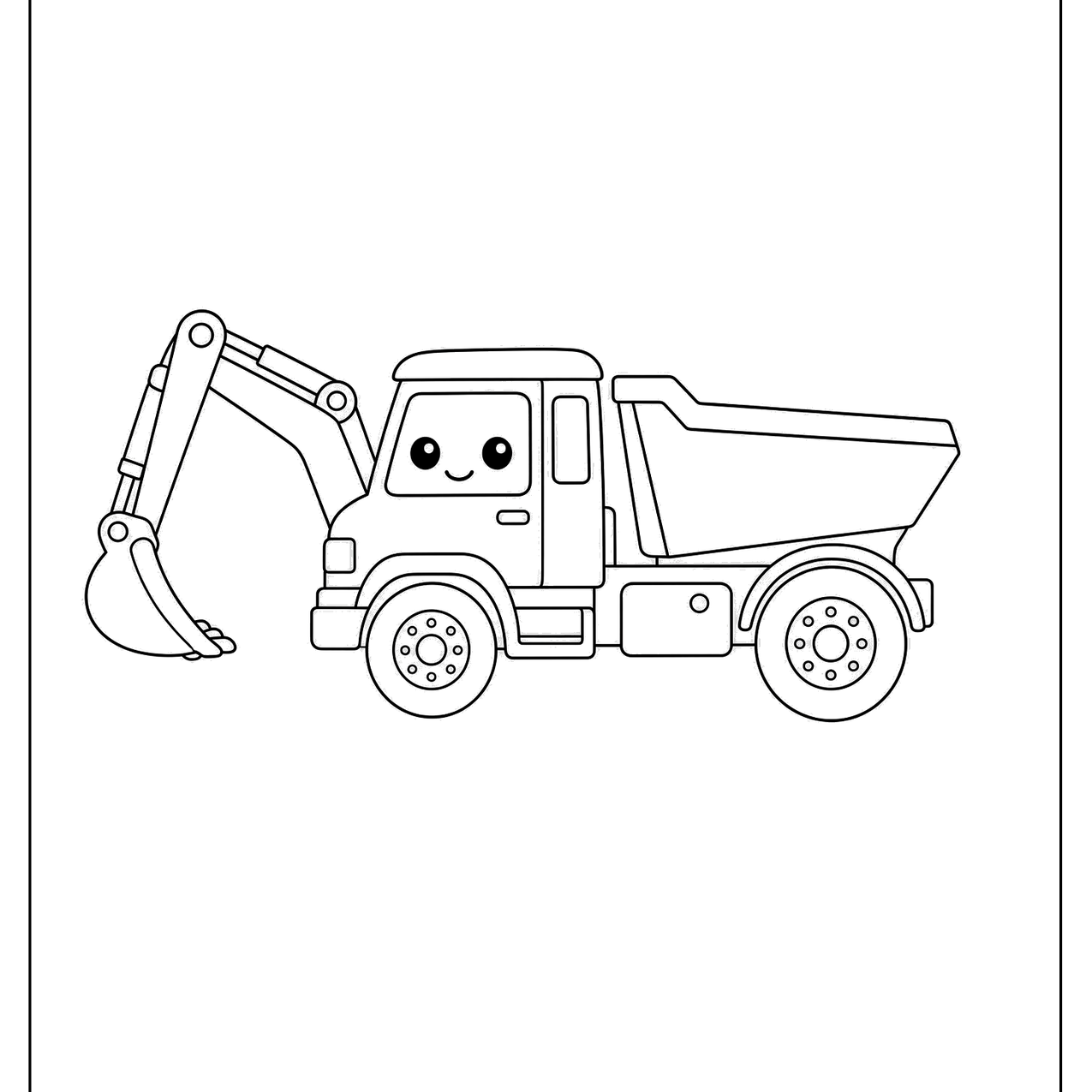 Construction dump truck and digger