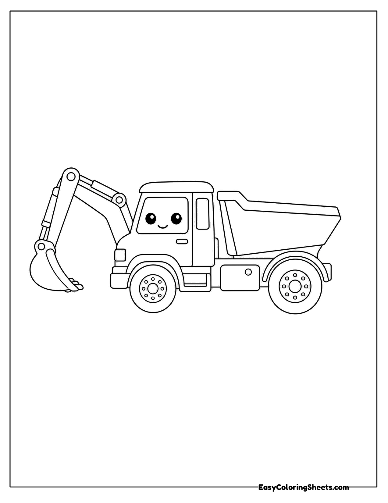 Construction dump truck and digger