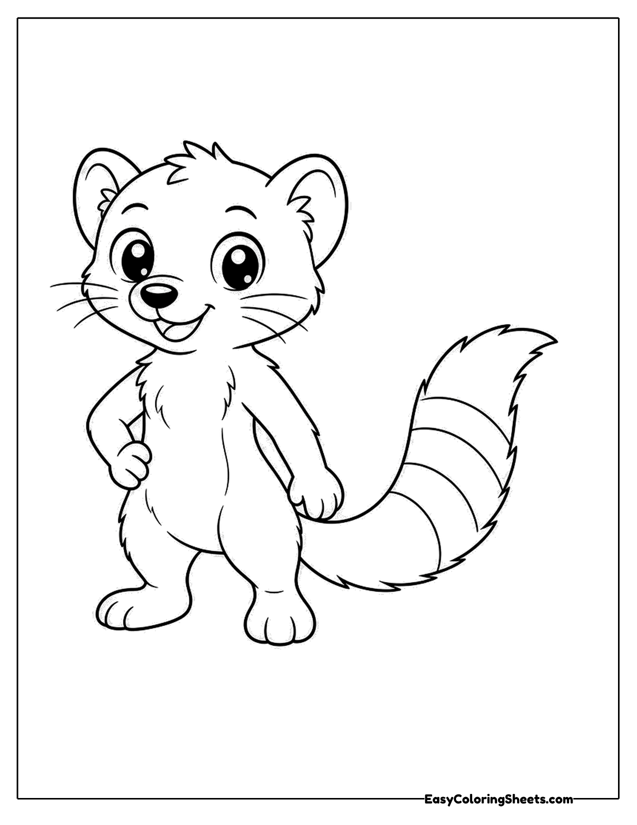 Cartoon mongoose standing with a ringed tail