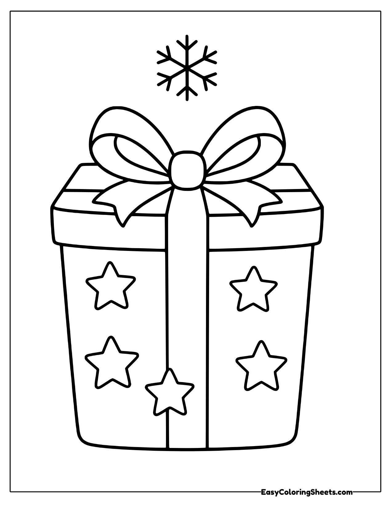 Present wrapped in star paper with a bow