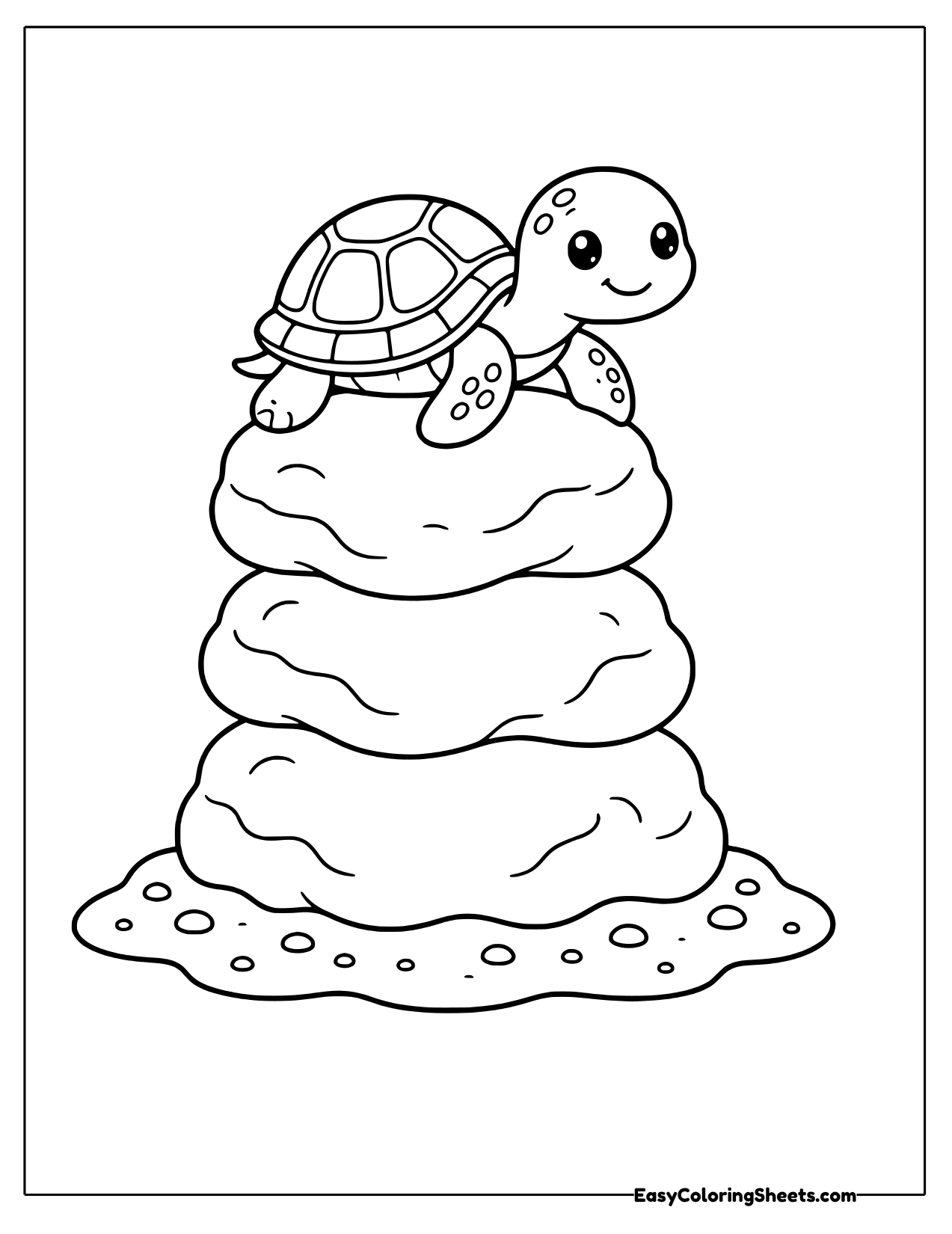 Turtles climbing a stack of rocks