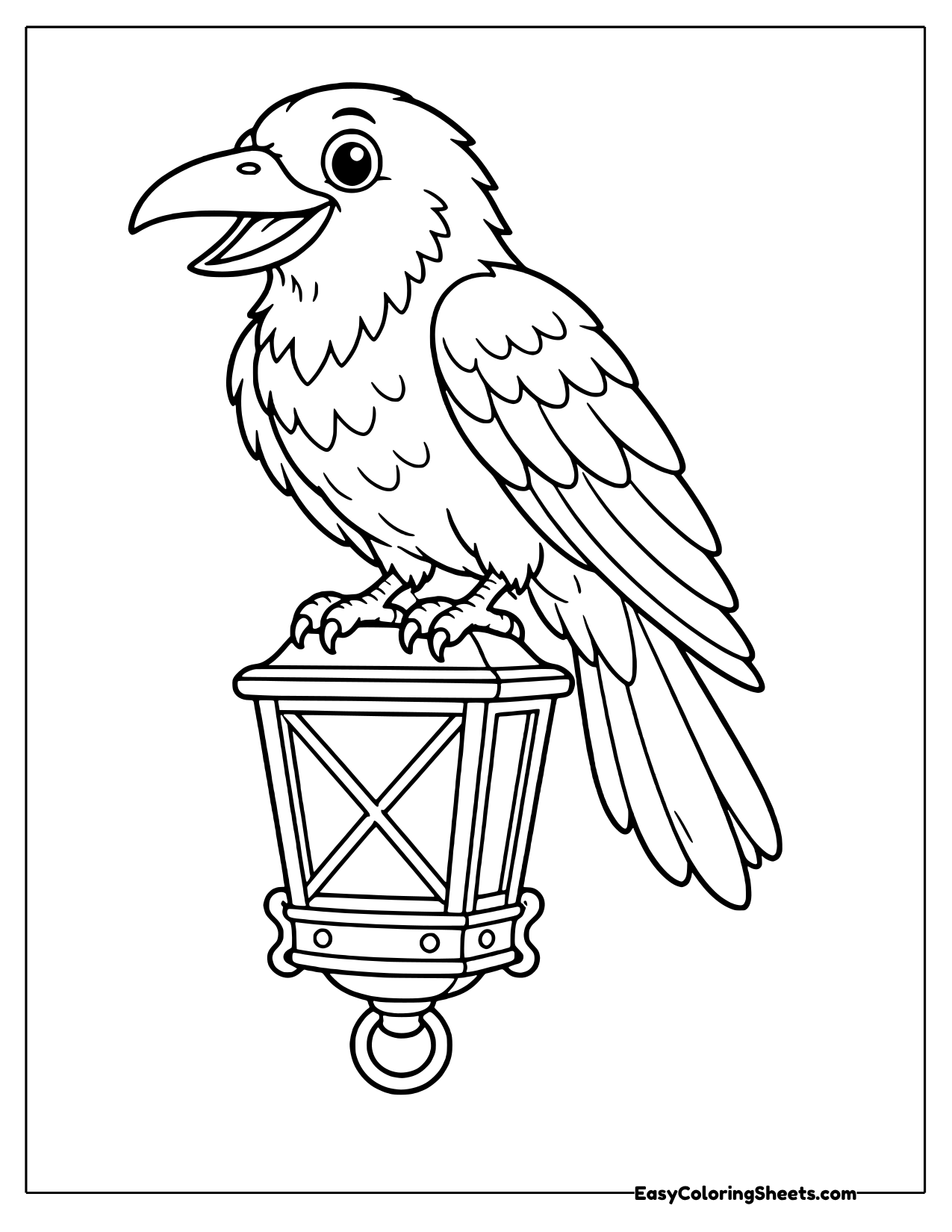 Raven perched on an old lantern