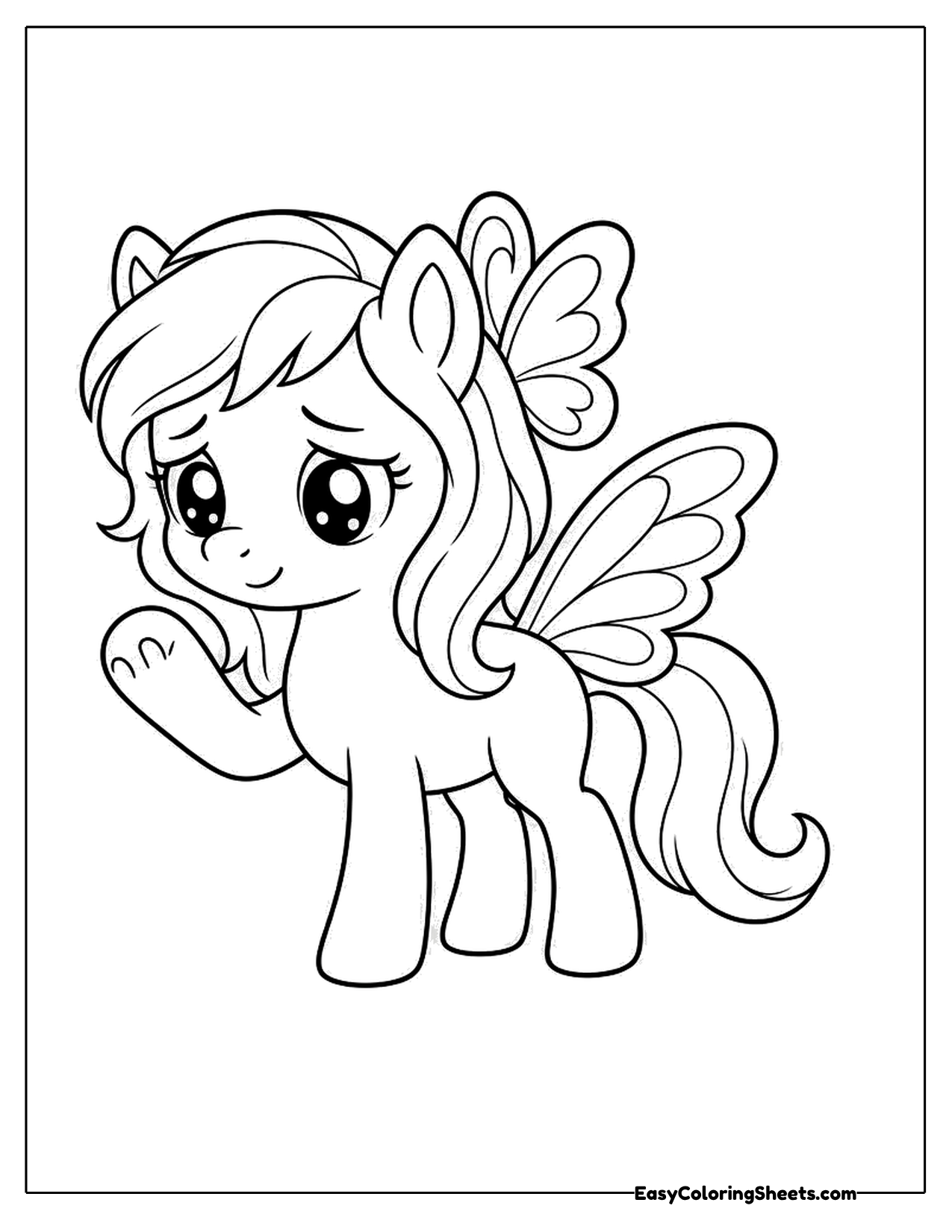 Shy winged pony with a long flowing mane