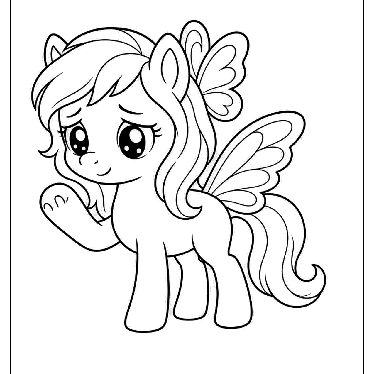 Shy winged pony with a long flowing mane