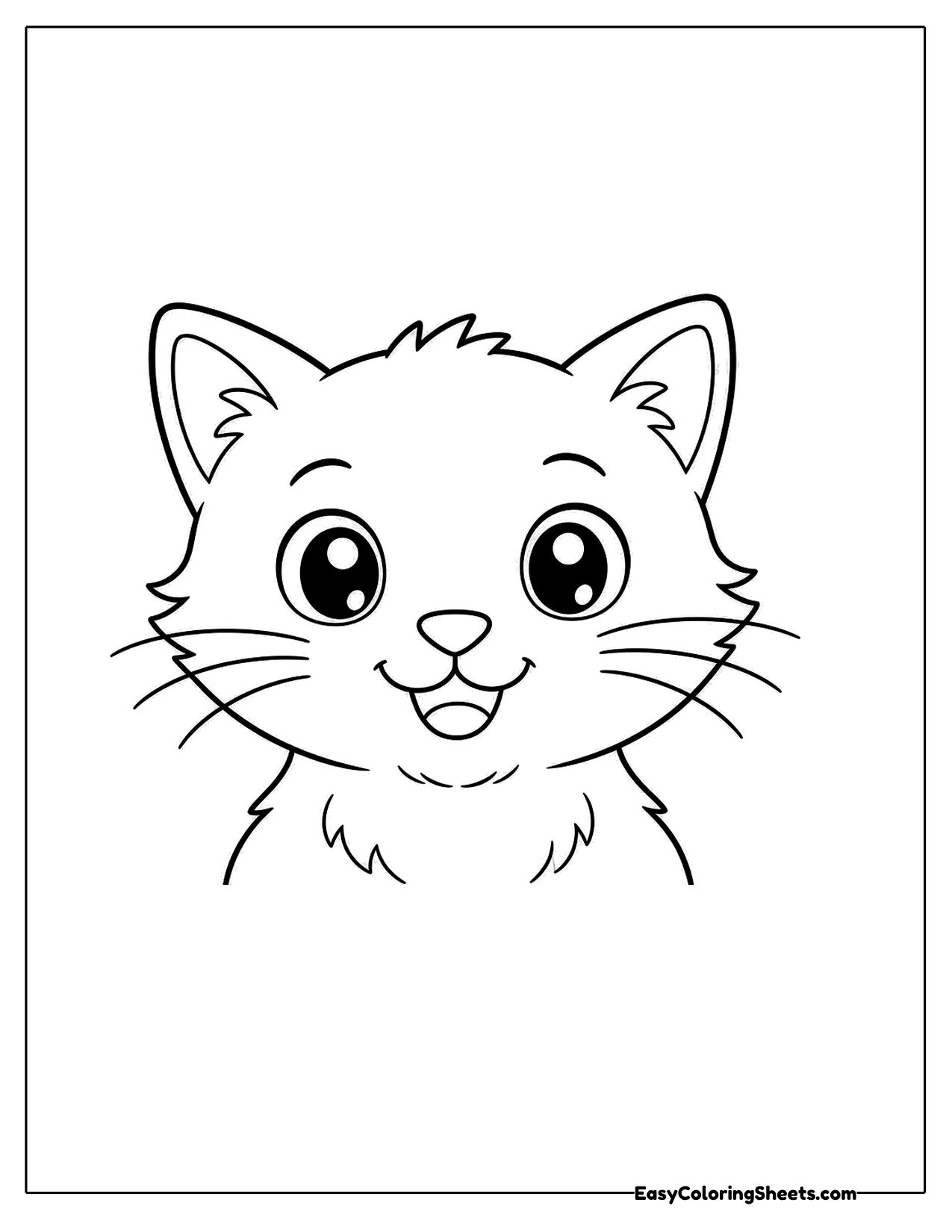 Cat Face Close Up Coloring Sheet