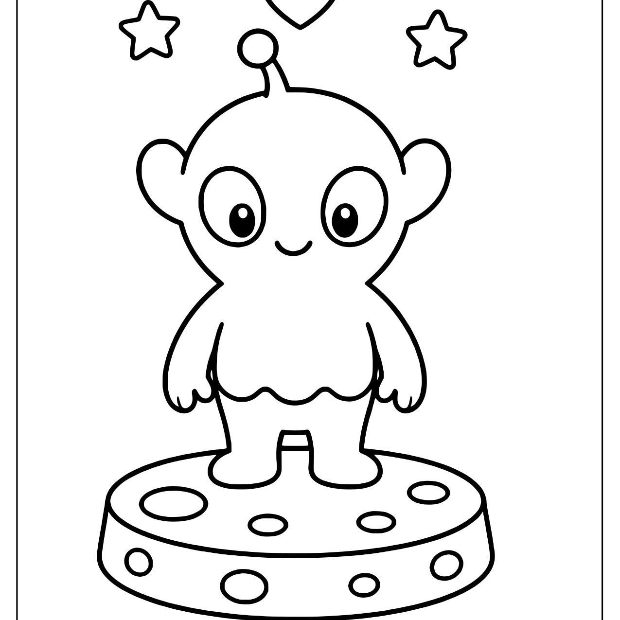 Alien with antennae standing on a round platform