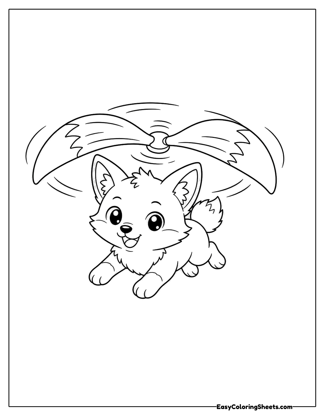 Fox spinning its tails like a propeller to fly
