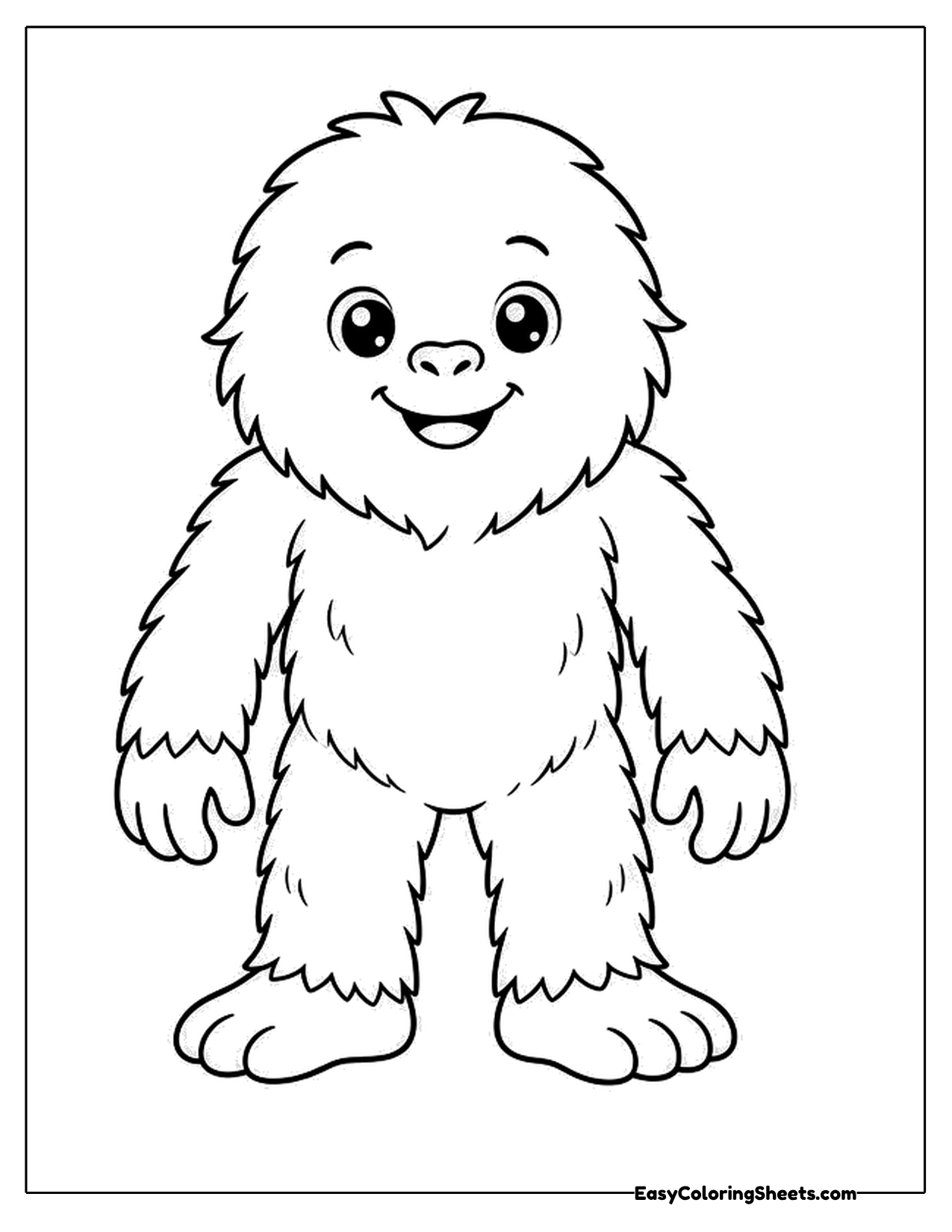 Cute Bigfoot standing with shaggy fur
