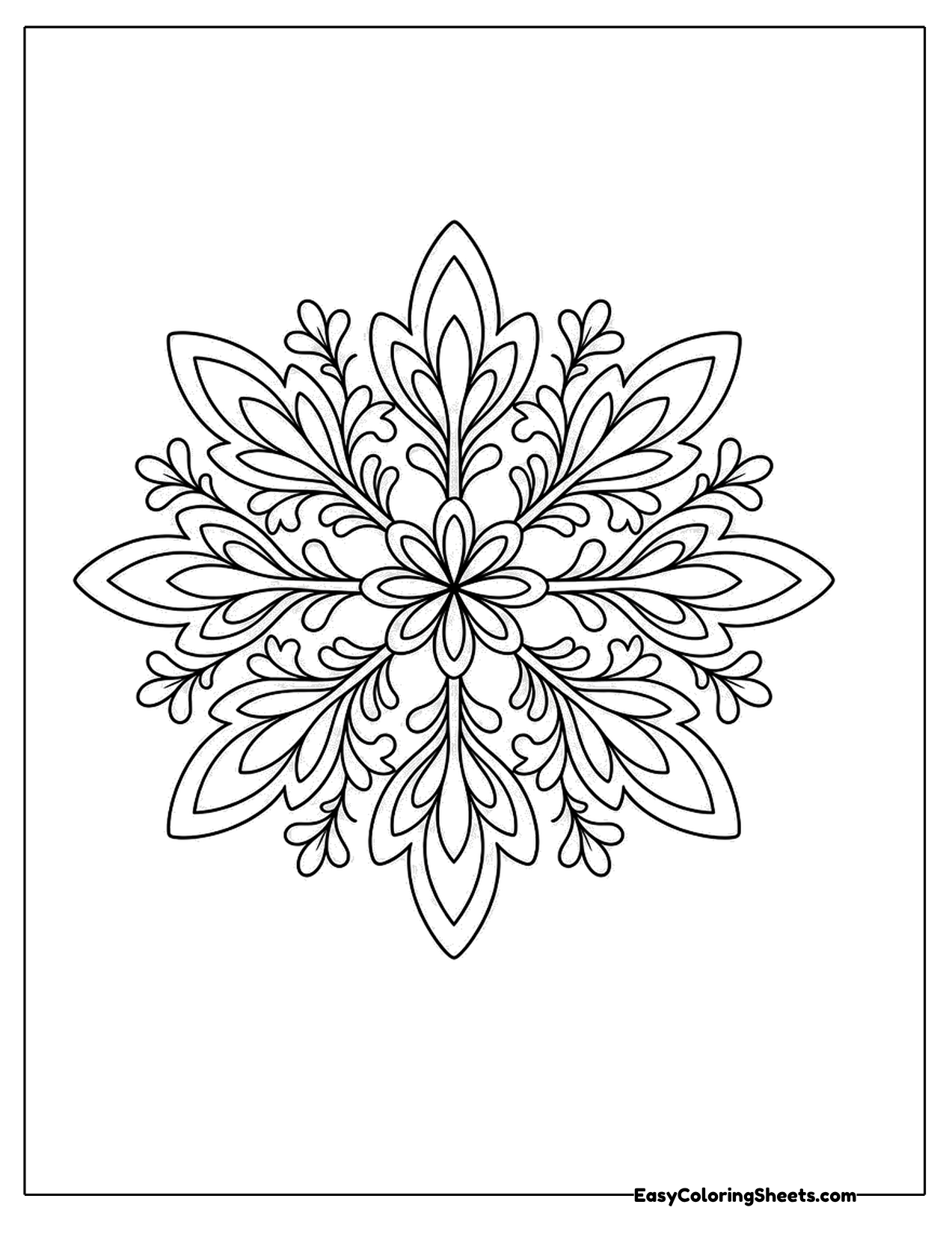 Ornate snowflake mandala with layered petals