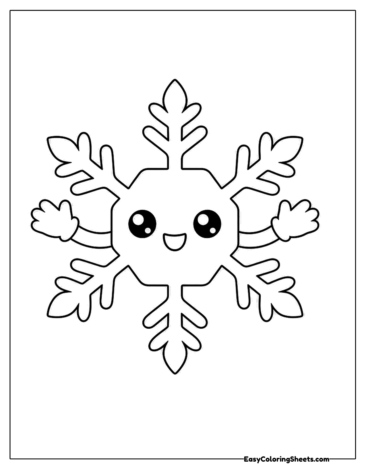 Smiling snowflake with a round face