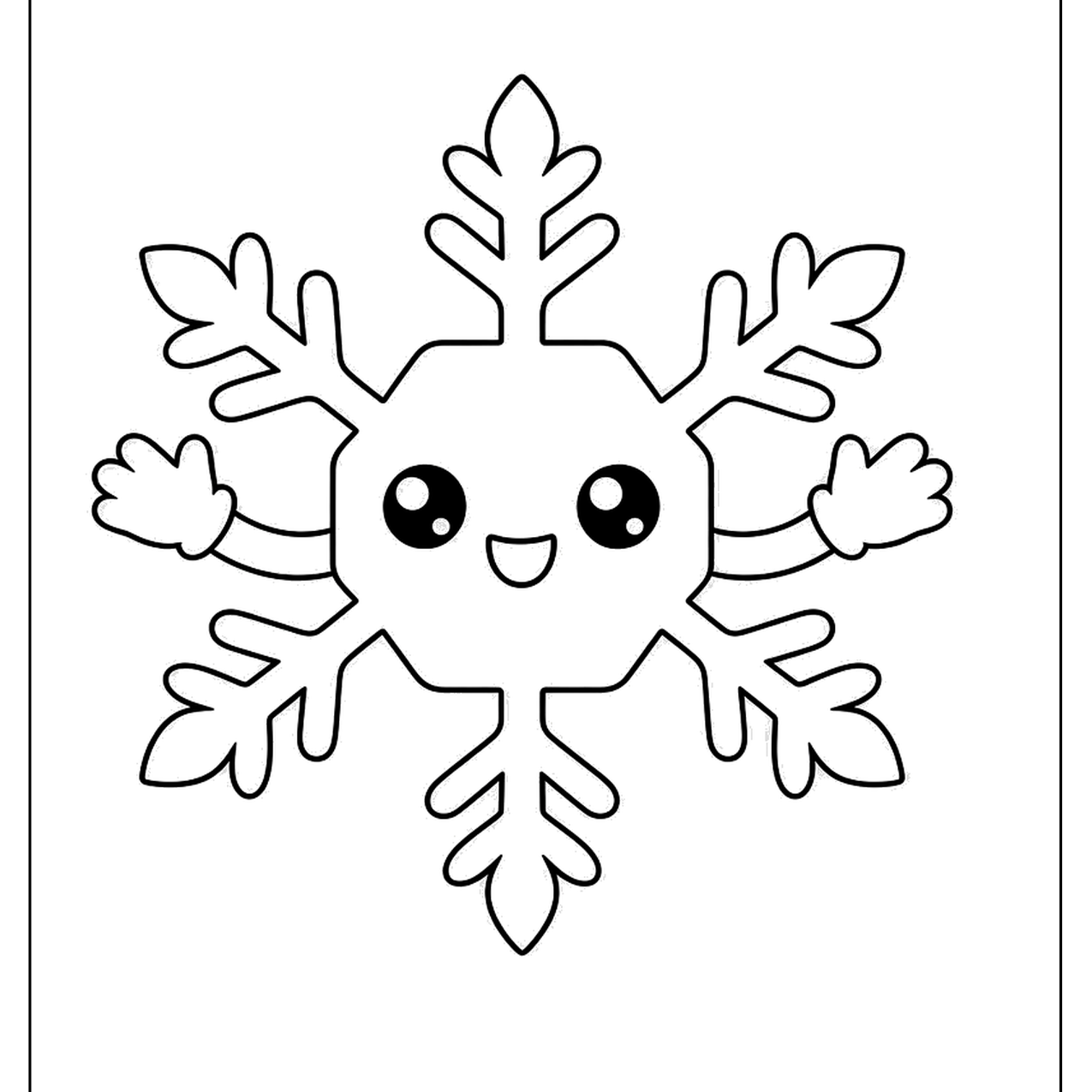 Smiling snowflake with a round face
