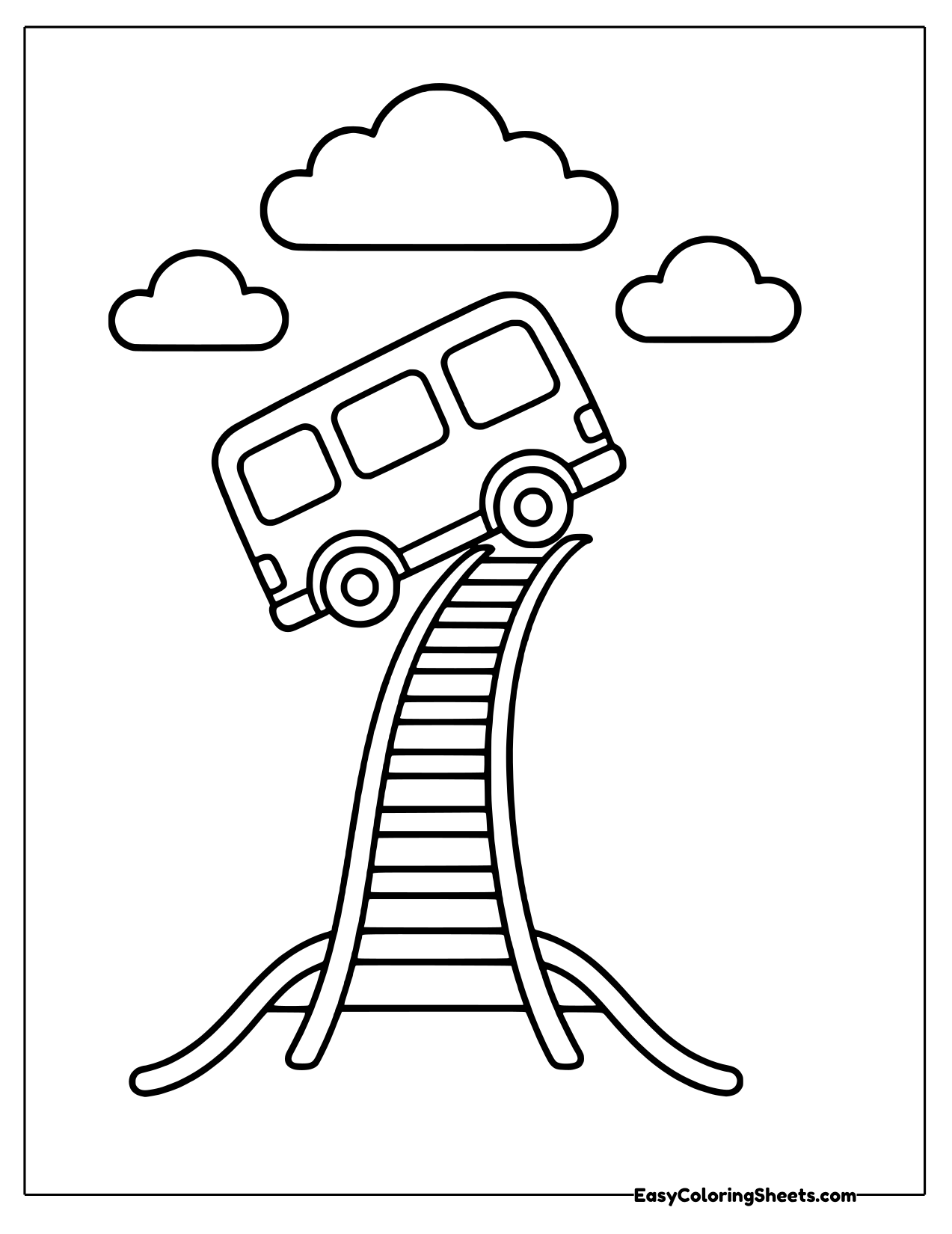 Bus tipping off the end of a rail ramp