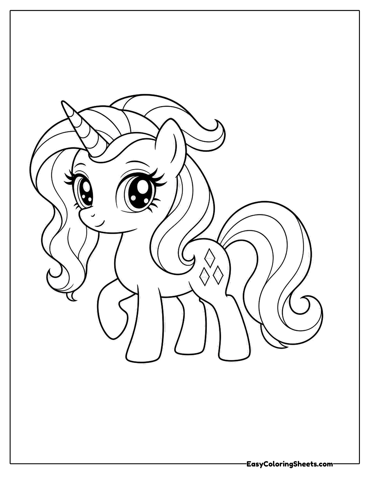 Unicorn pony with a curly mane