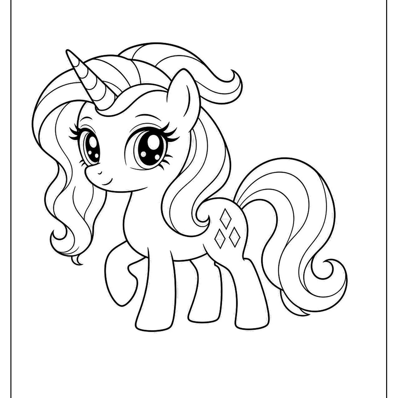 Unicorn pony with a curly mane