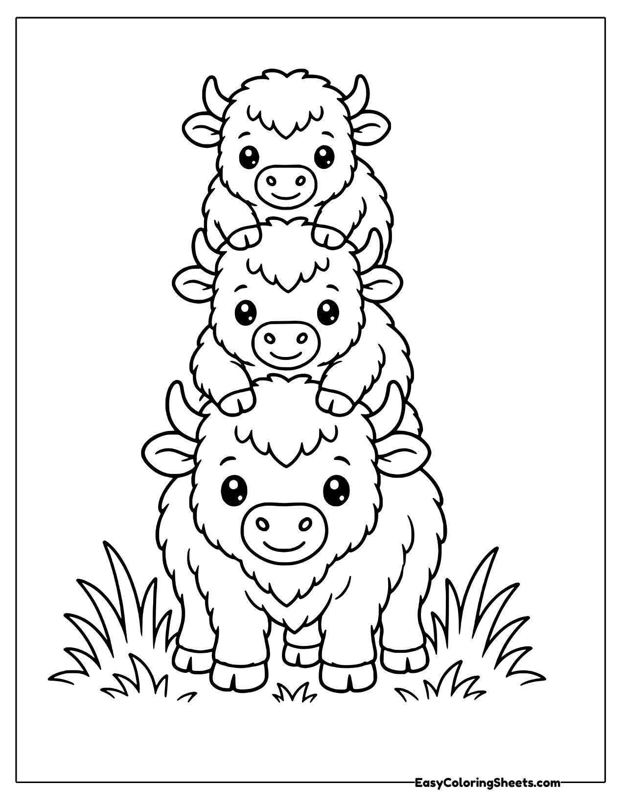 Three bison stacked on top of each other