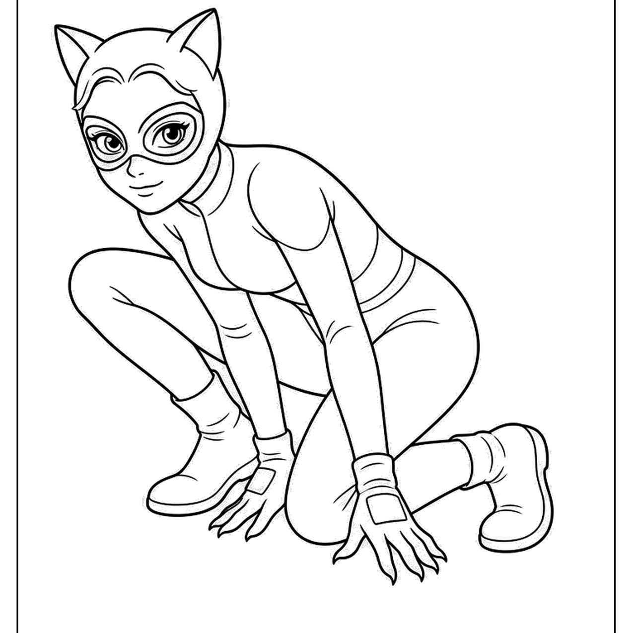Masked cat suit heroine crouching low