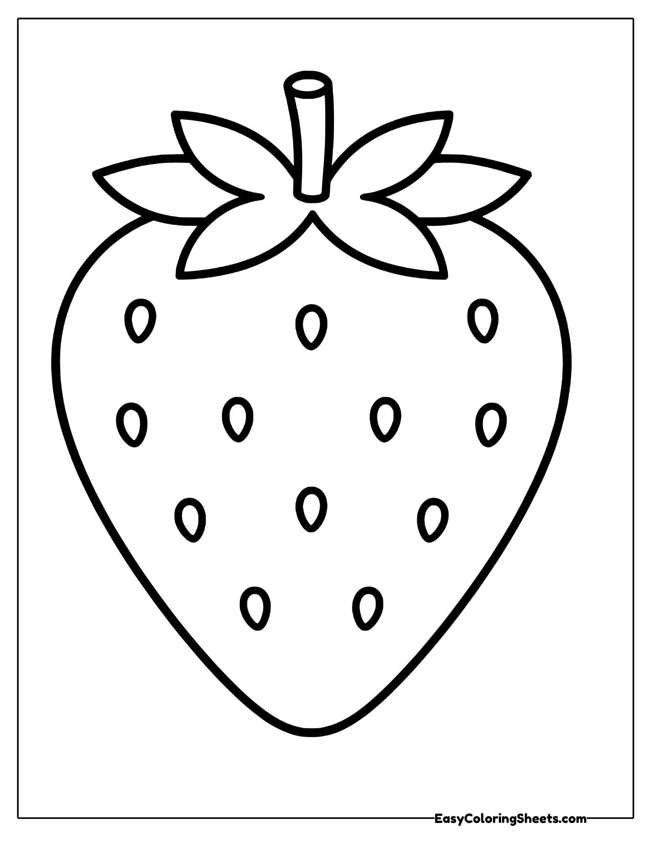 Single tall strawberry with a leafy cap and seeds