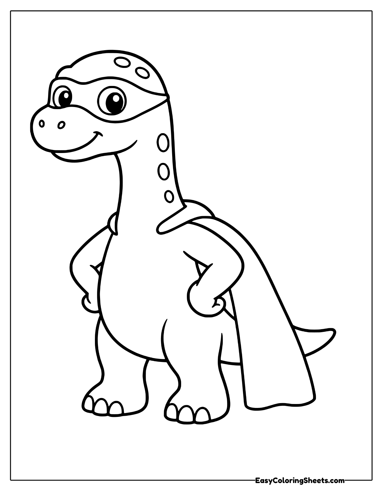 Brachiosaurus superhero in an eye mask and cape with hands on hips