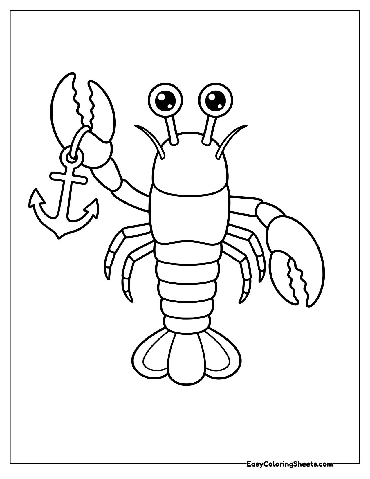 Lobster holding a small ship anchor