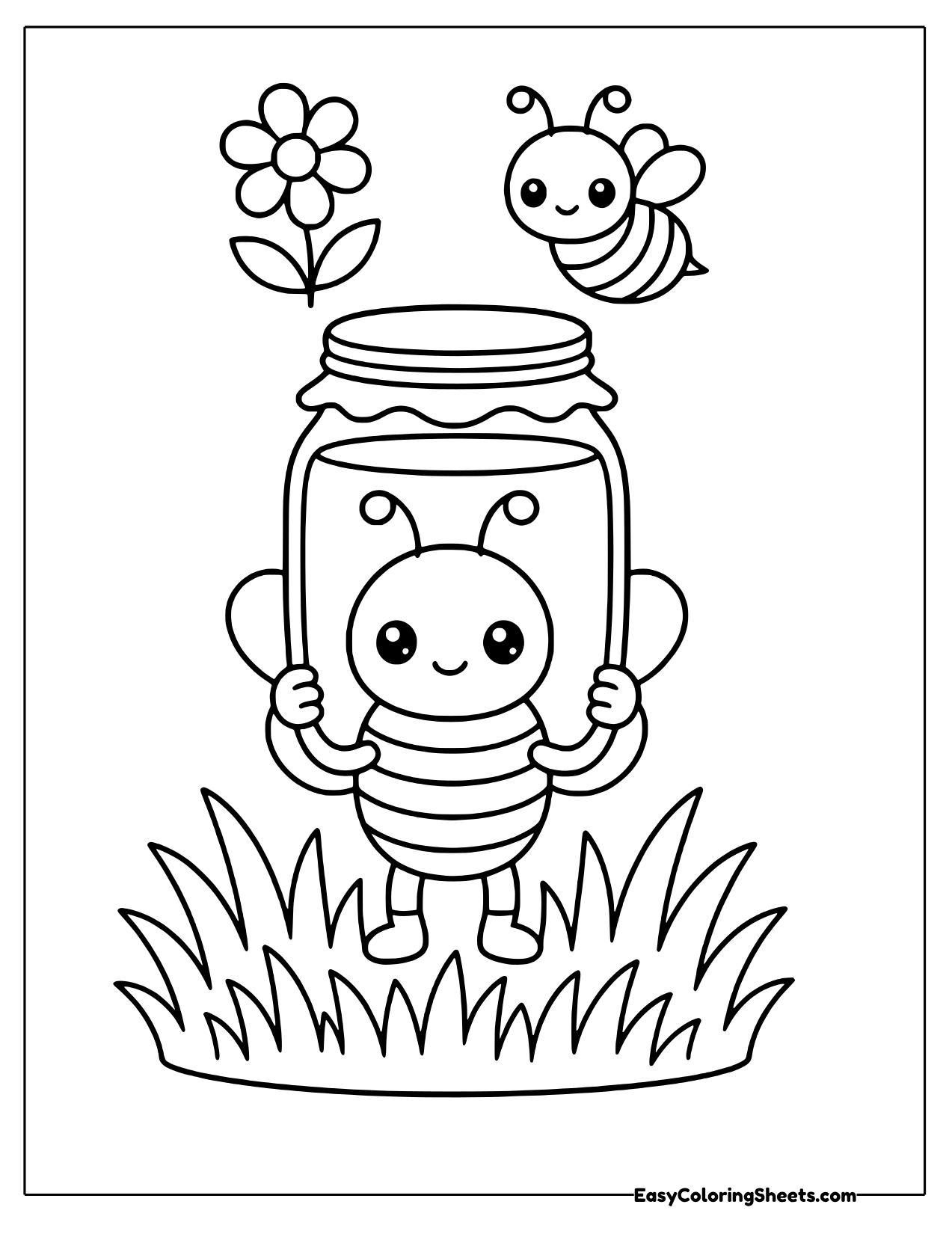 Bee carrying a jar of honey