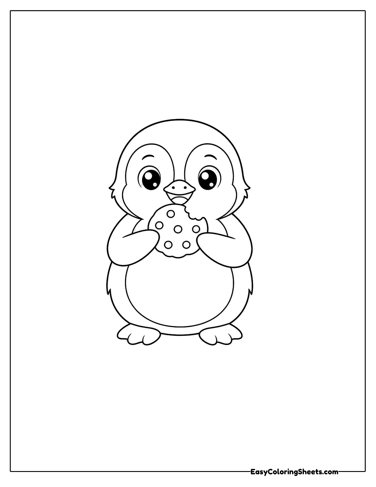 Penguin eating a cookie