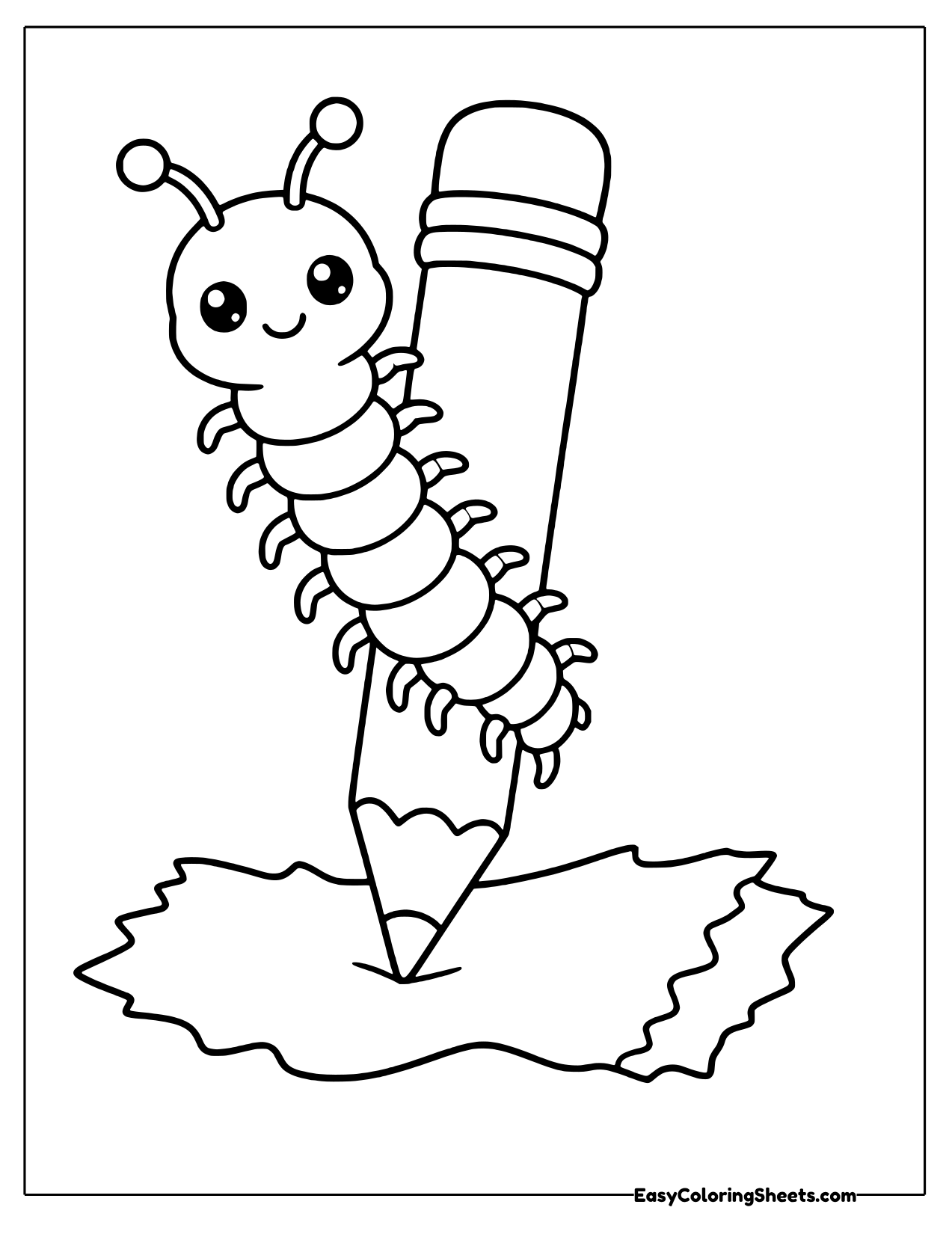 Centipede climbing a giant pencil