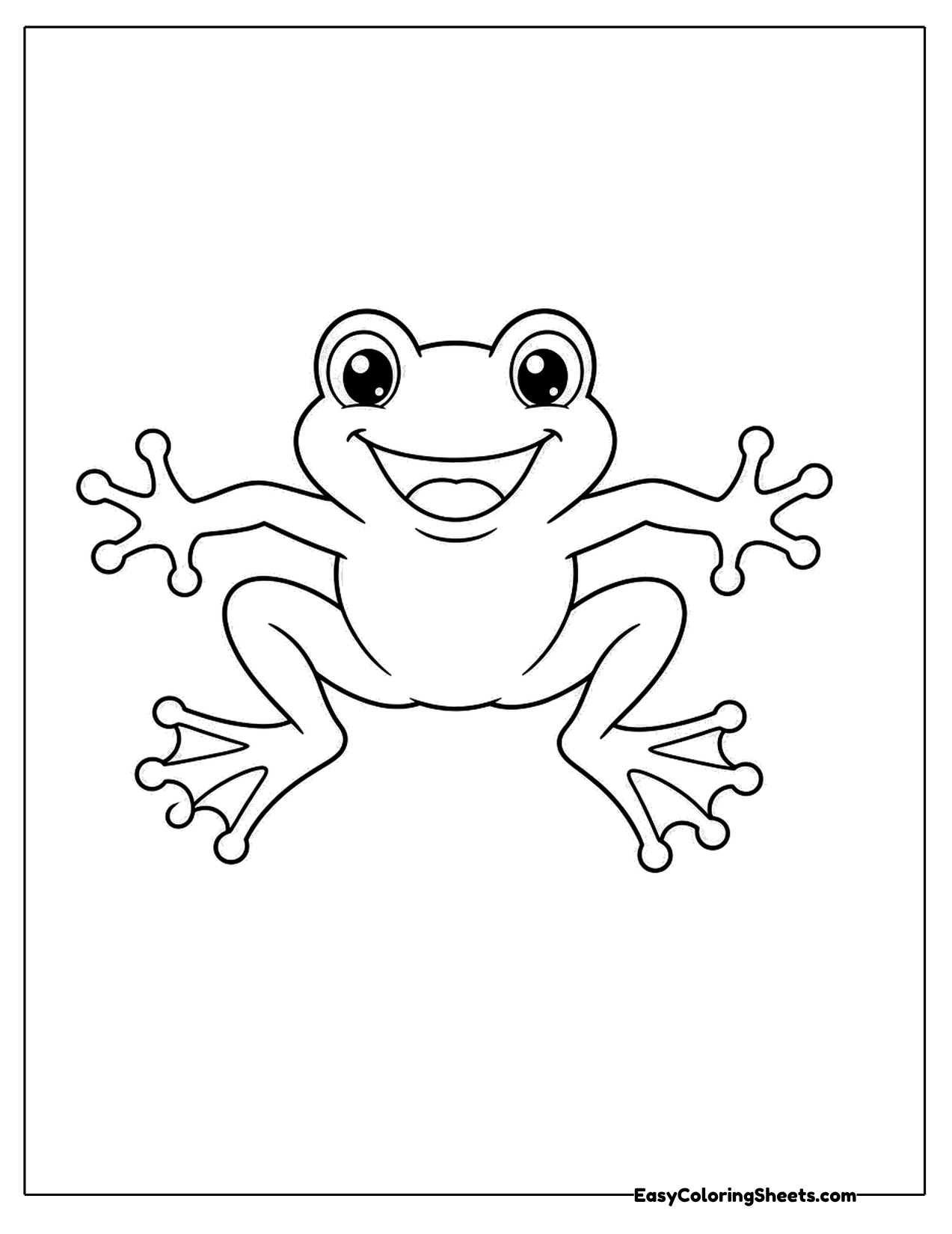 Smiling frog with arms and legs spread wide