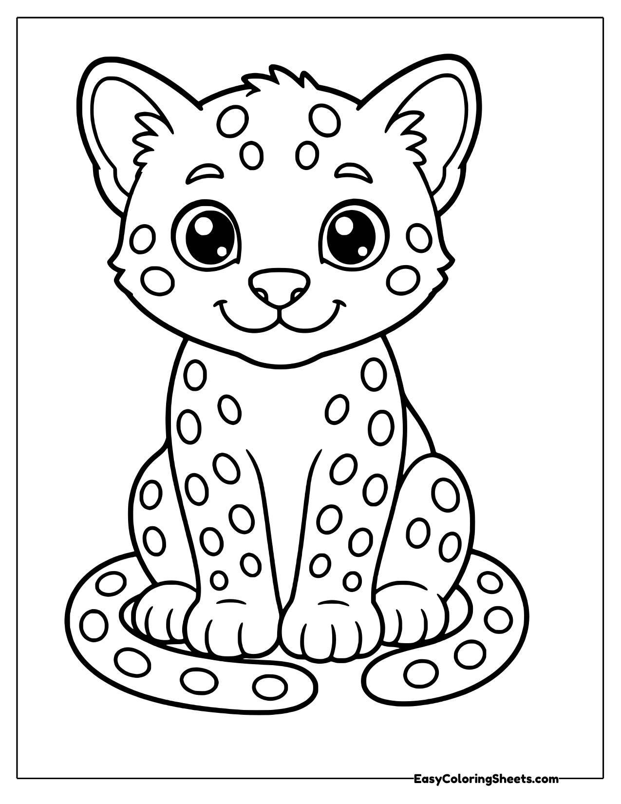 Cute ocelot sitting front view