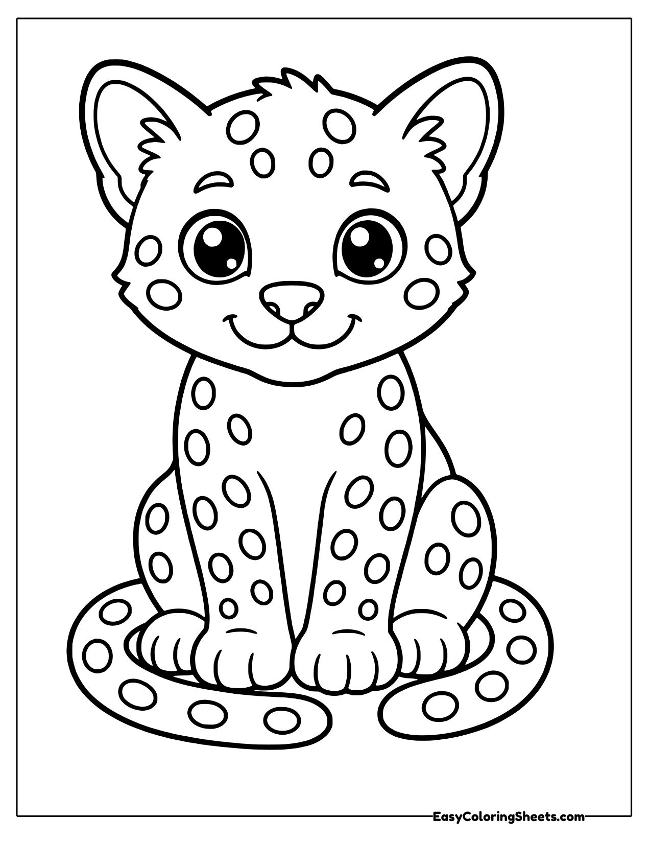 Cute ocelot sitting front view