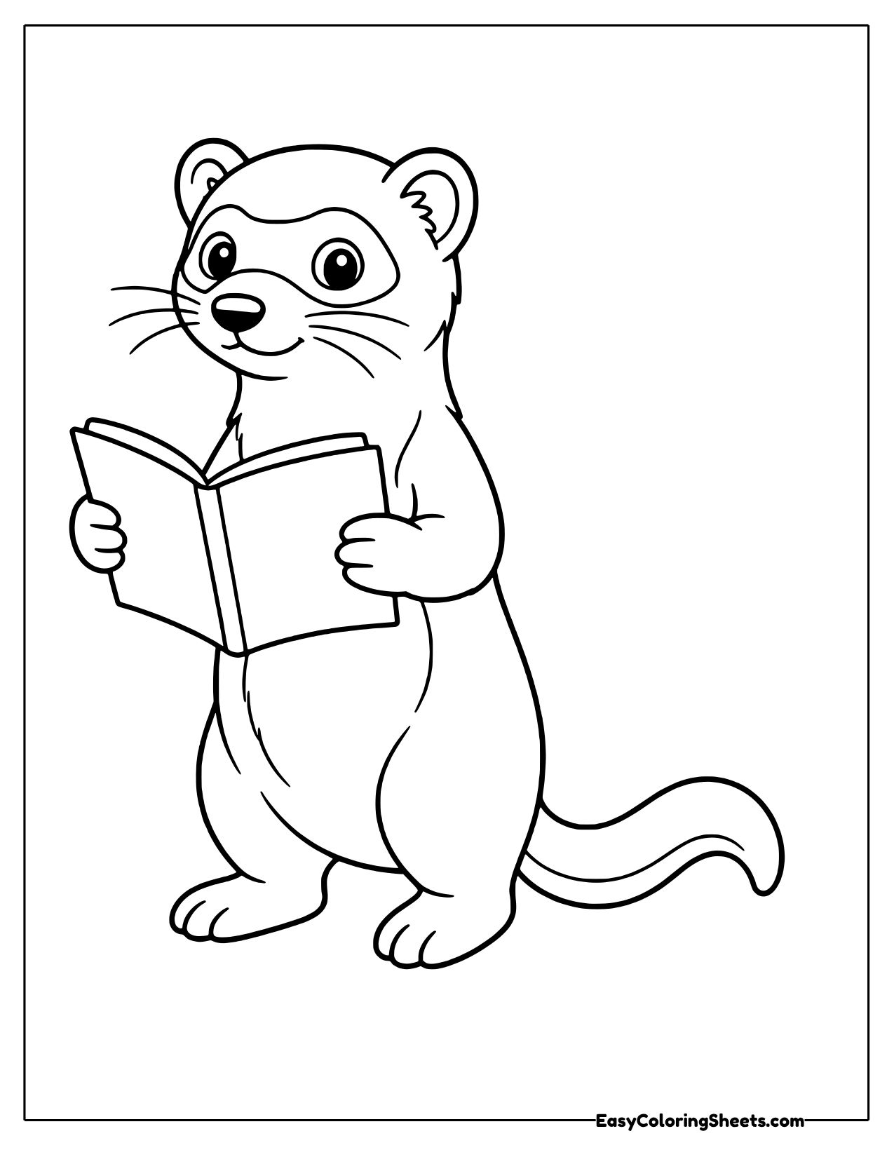 Ferret standing and reading an open book