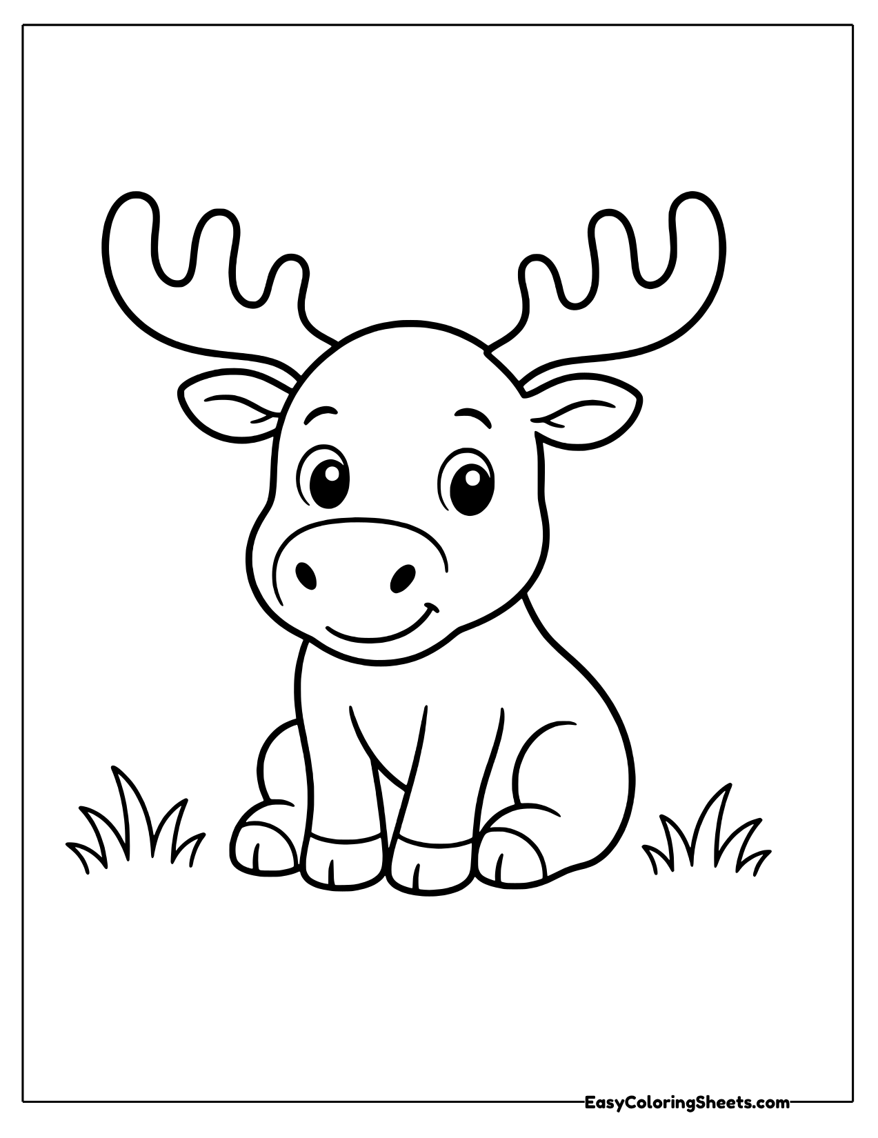 Cute moose sitting with a big smile