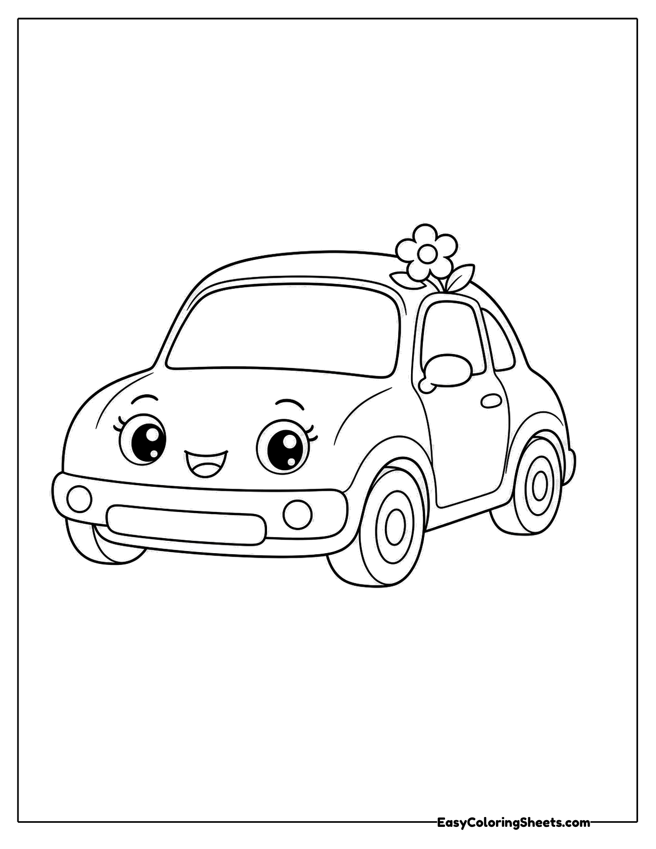 Cute car with a flower on its roof