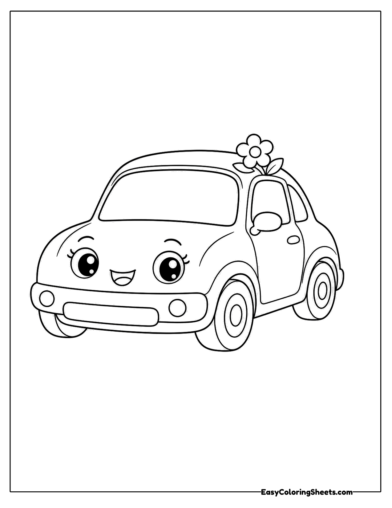 Cute car with a flower on its roof
