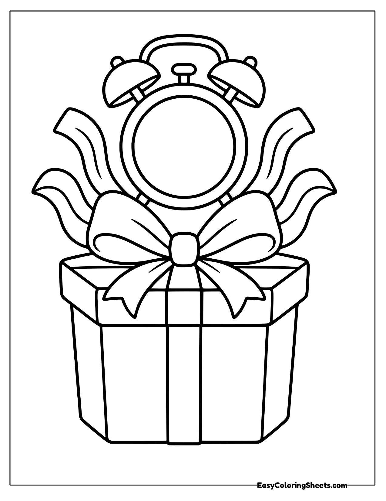 Clock popping out of a gift box