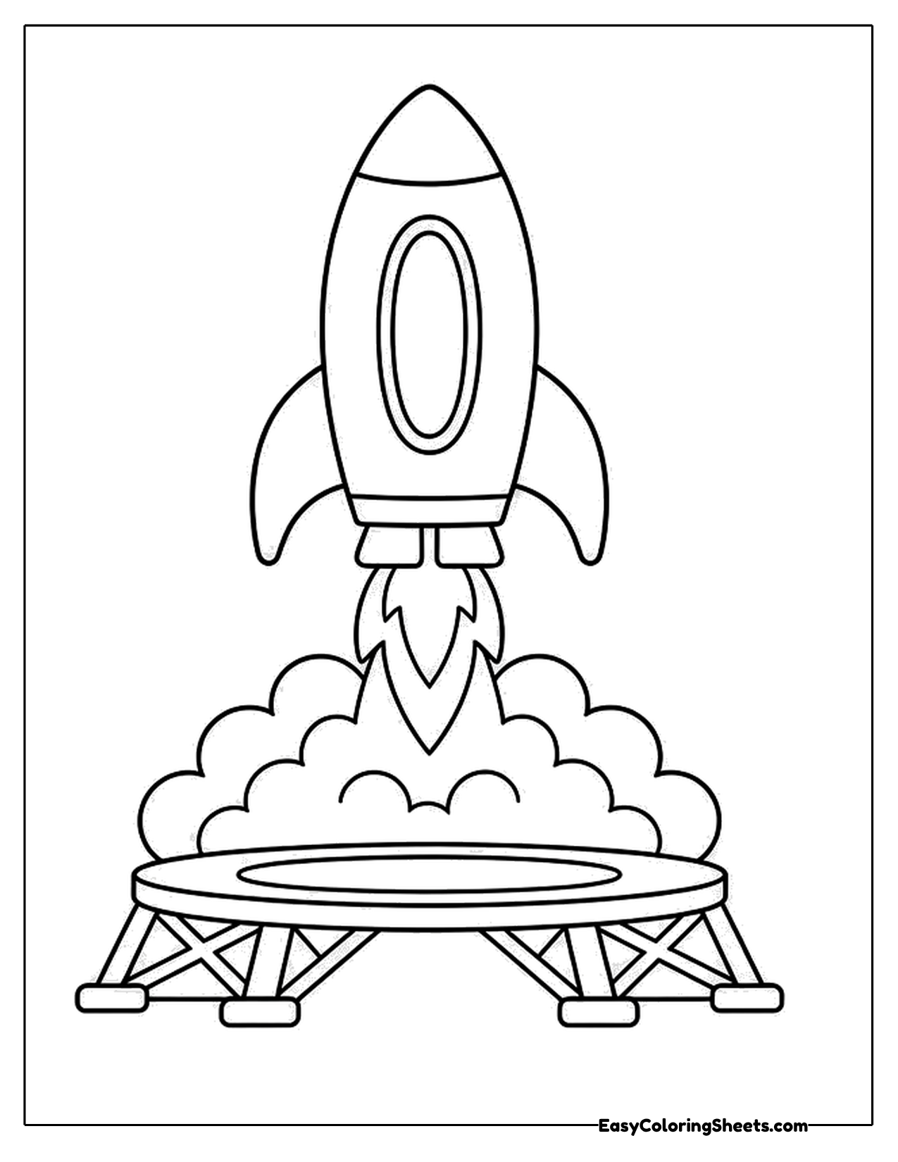 Rocket launching from a pad with smoke