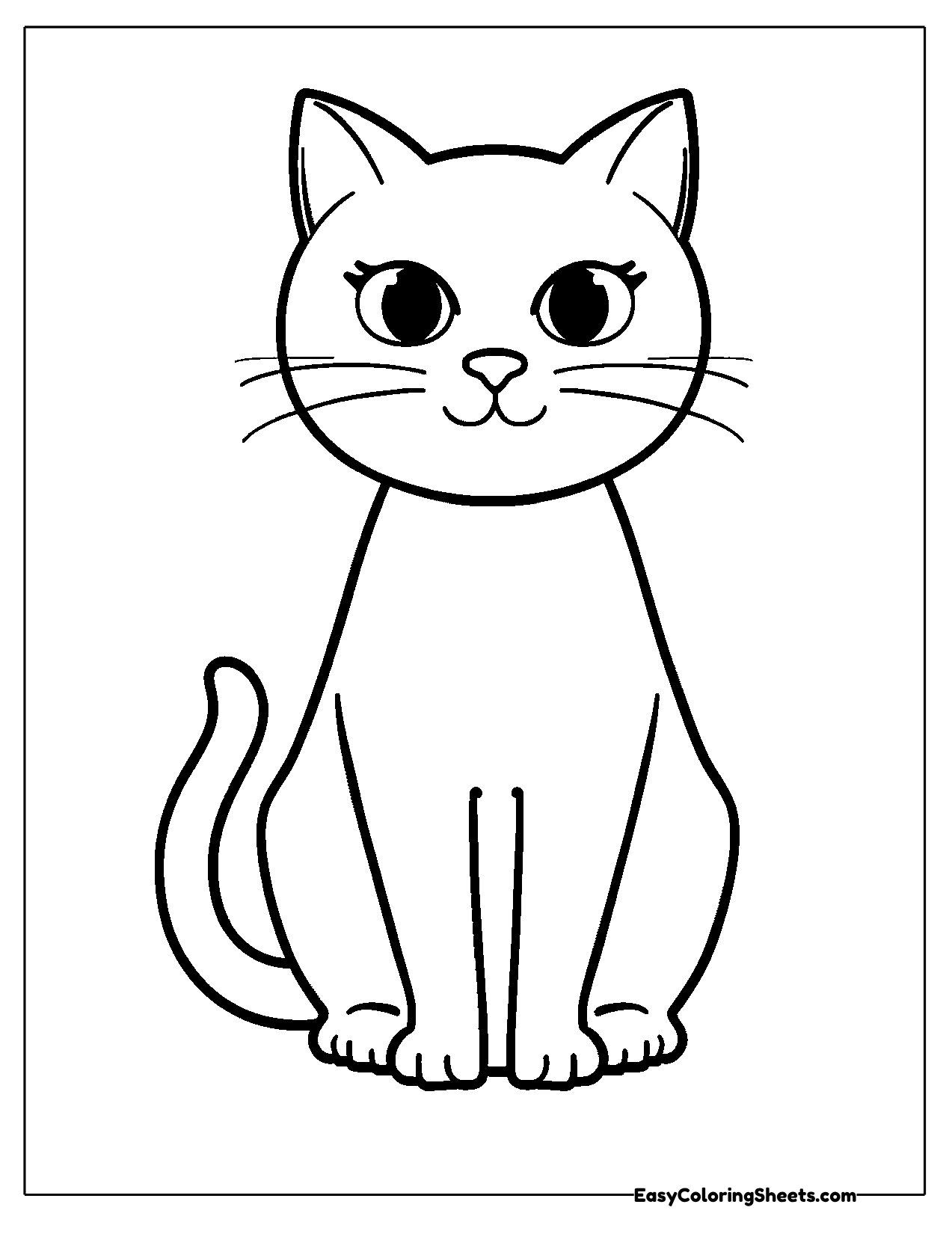 Tall cat sitting upright with a calm face