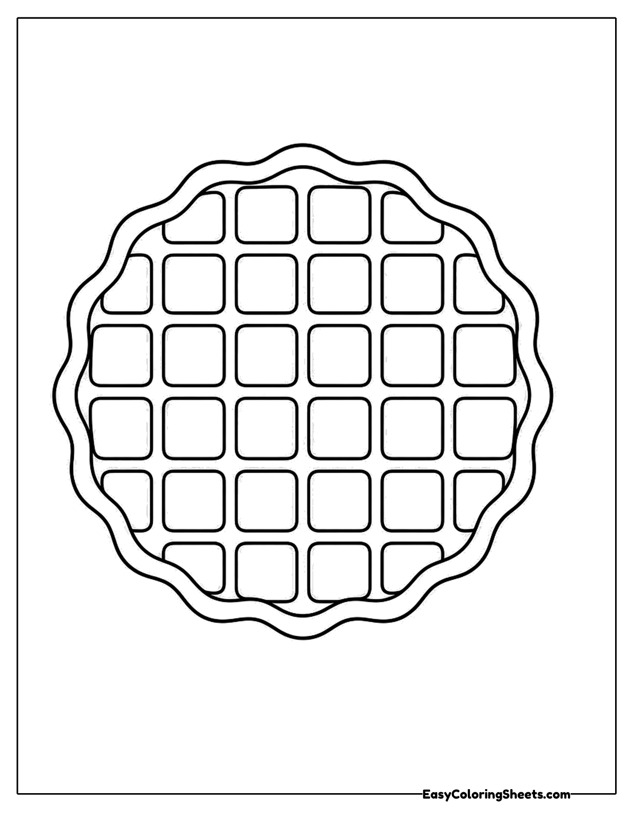 Round waffle with a grid pattern