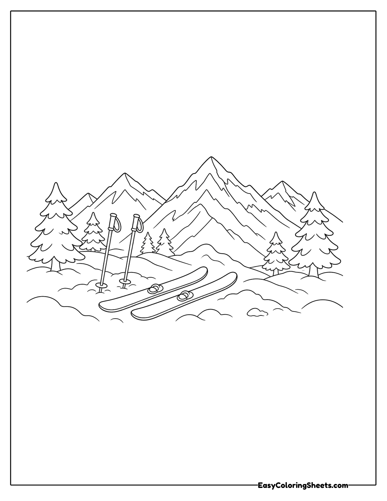 14 Ski Coloring Pages (Free PDF Printables) | Easy Coloring Sheets