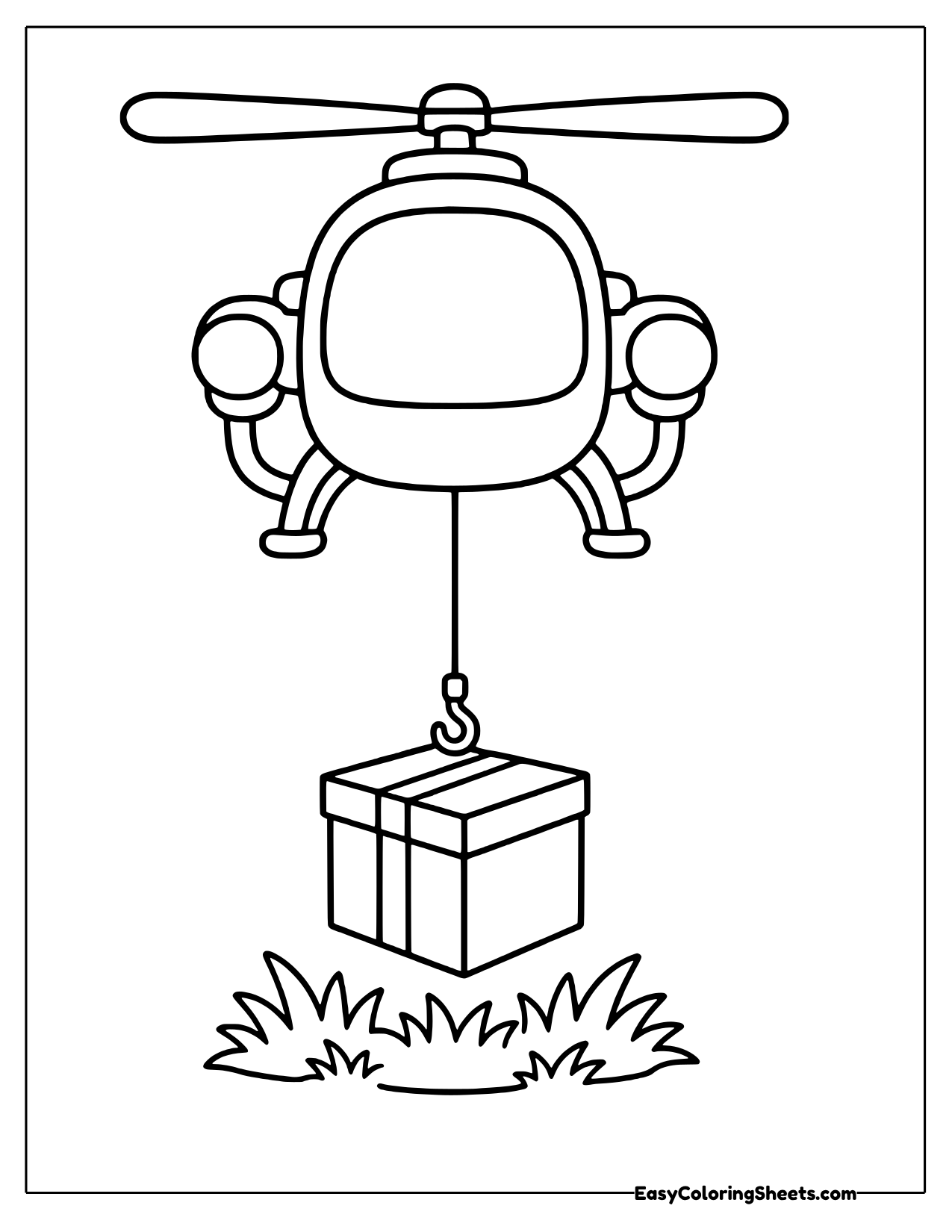 Free Helicopter Parcel Delivery Coloring Page | Easy Coloring Sheets