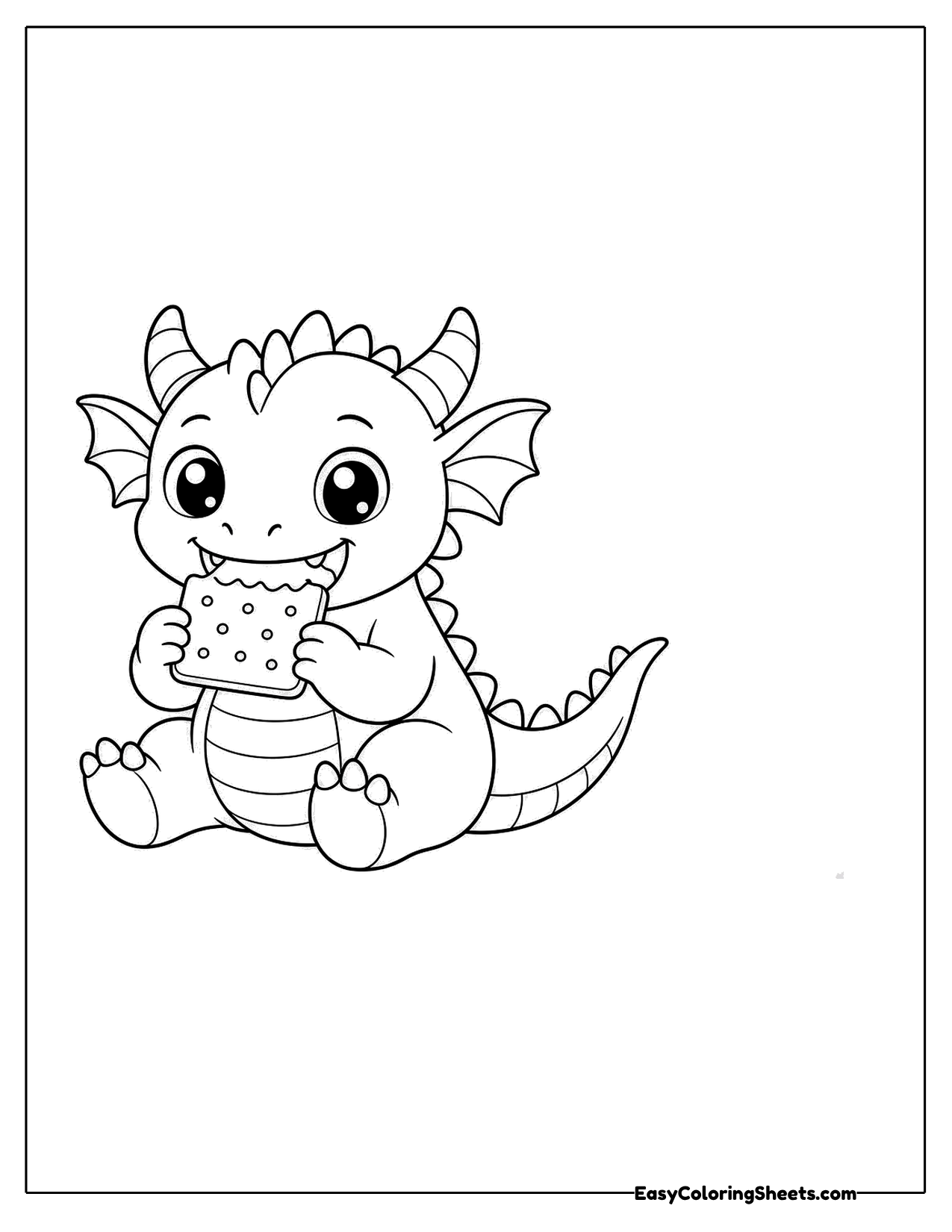 Baby dragon eating a cracker