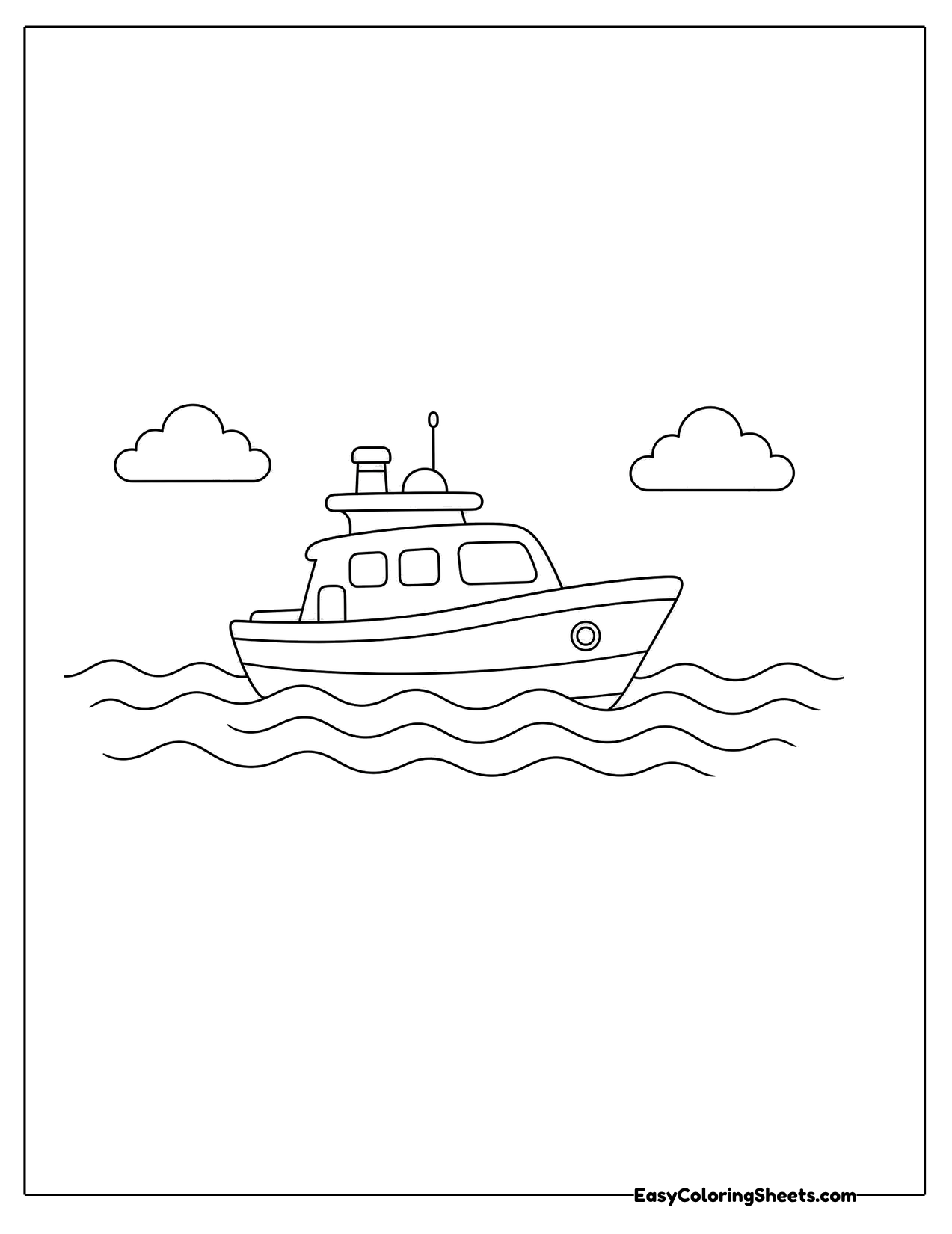 Yacht sailing under fluffy clouds