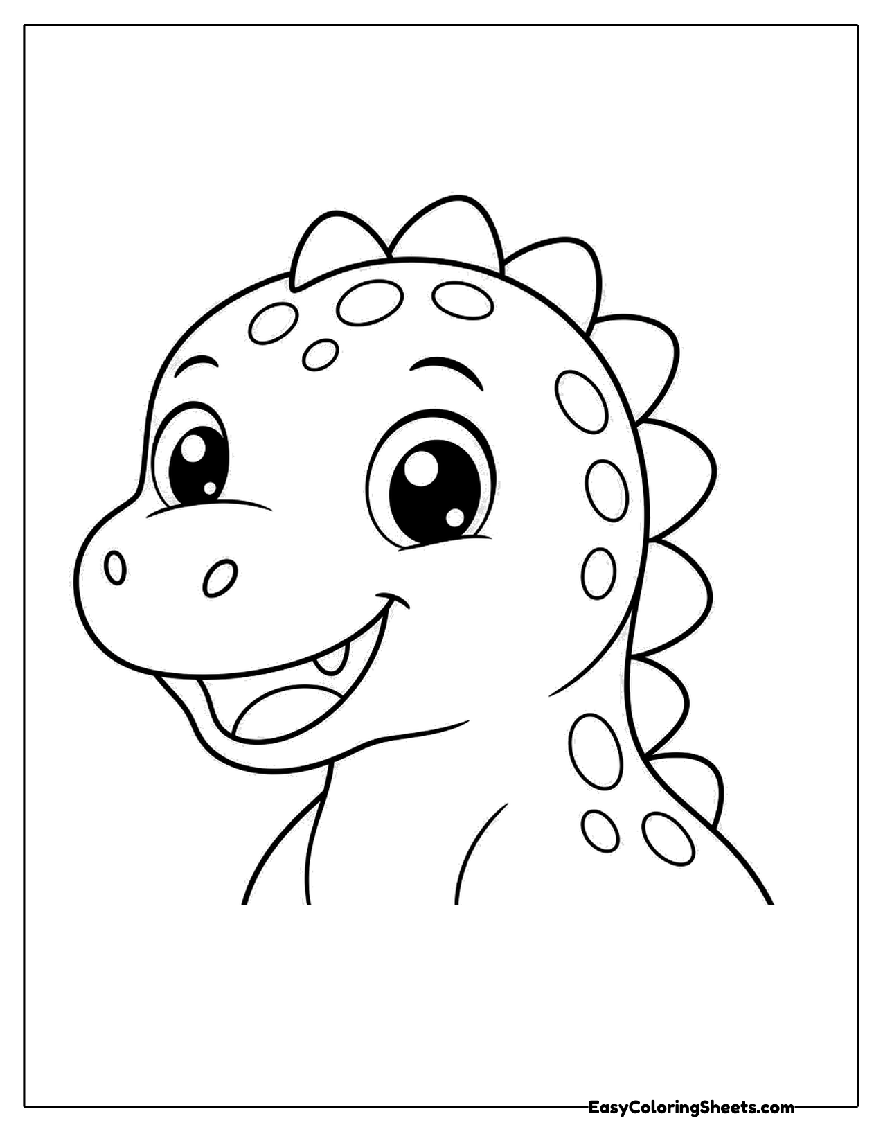 Close-up of a smiling spotted dinosaur