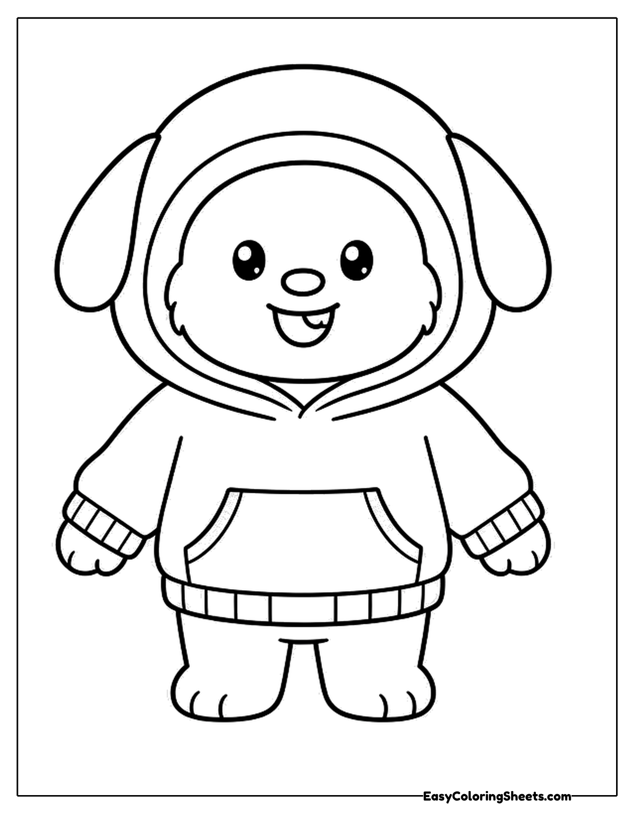 Cute puppy character in a hoodie