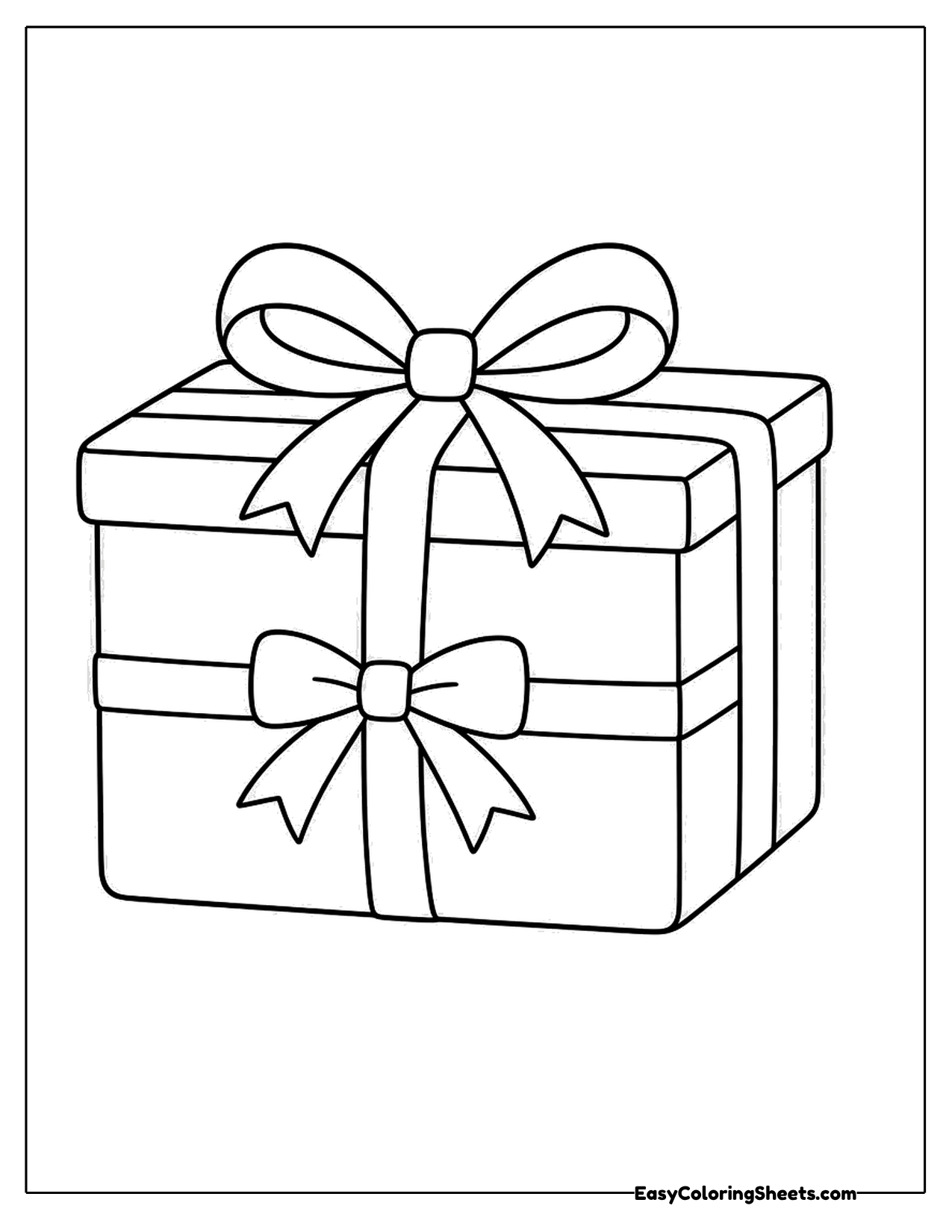 Cute wrapped Christmas present with two bows