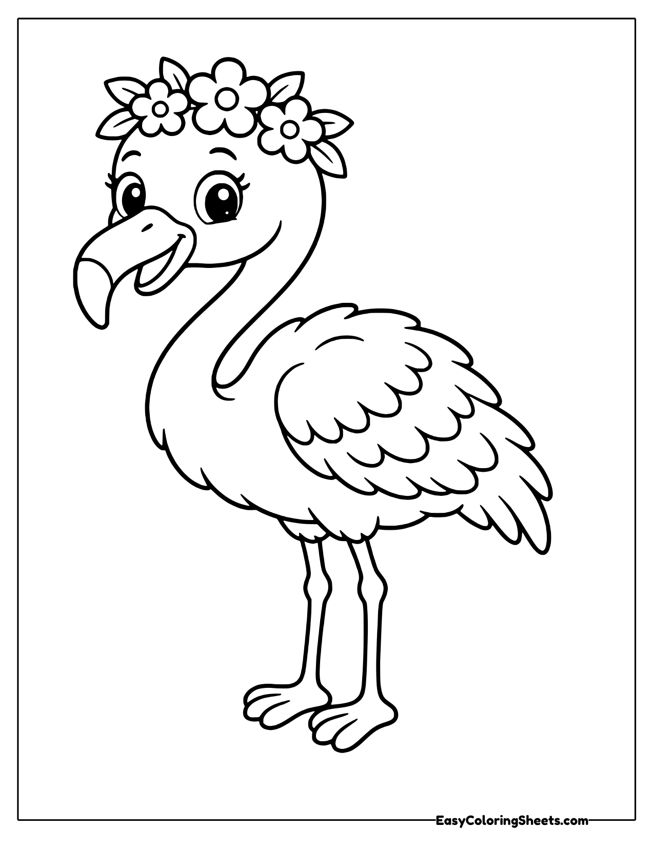 Flamingo wearing a flower crown