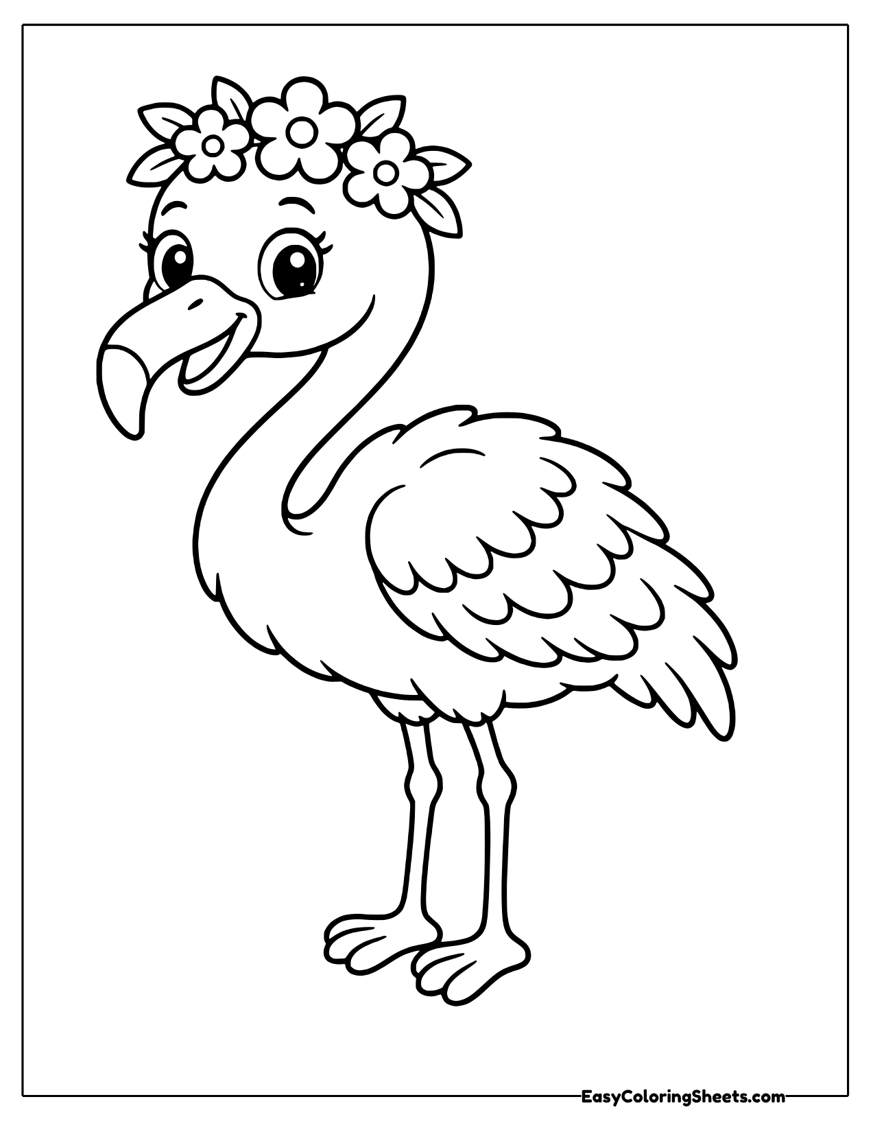 Flamingo wearing a flower crown