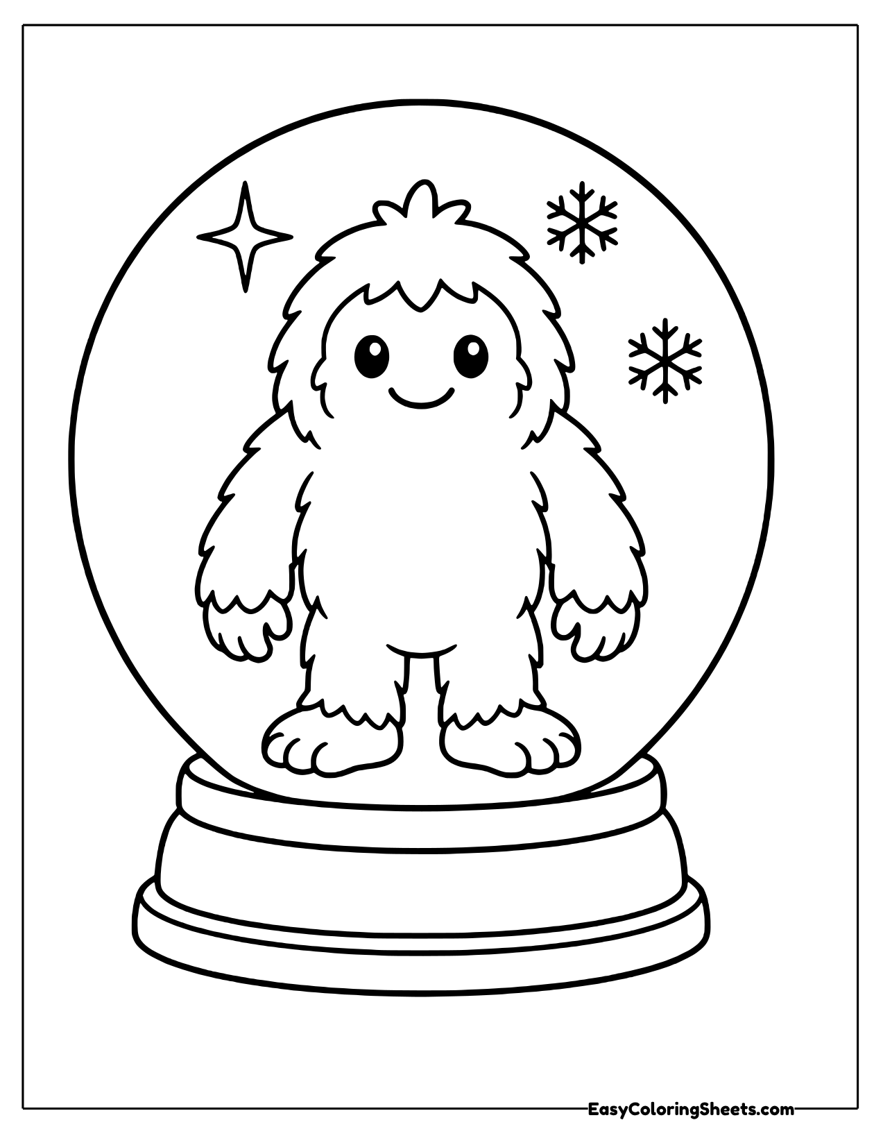 Yeti inside a snow globe