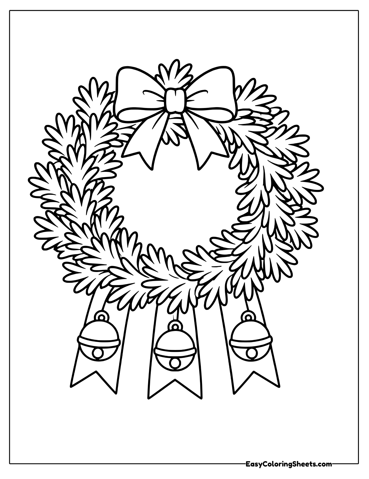 Wreath with jingle bells hanging below