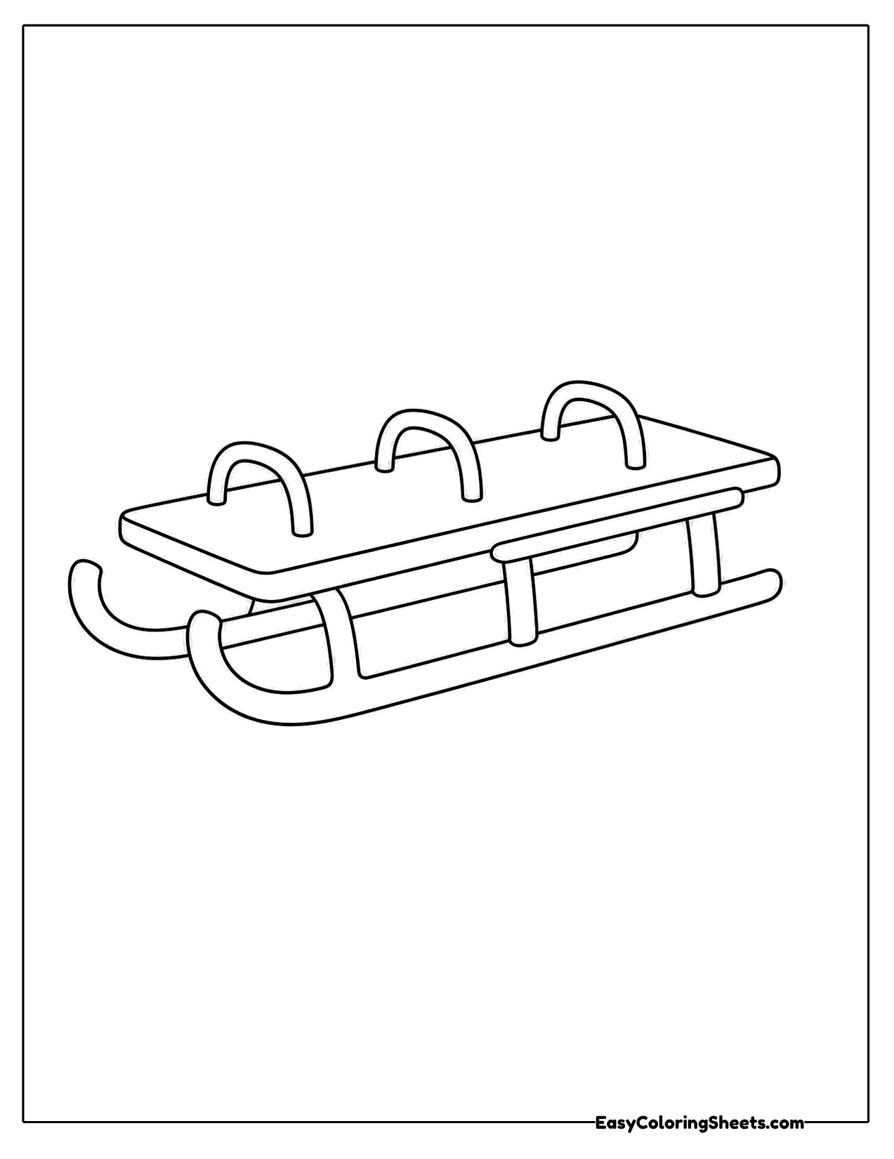 Classic wooden sled with curled runners